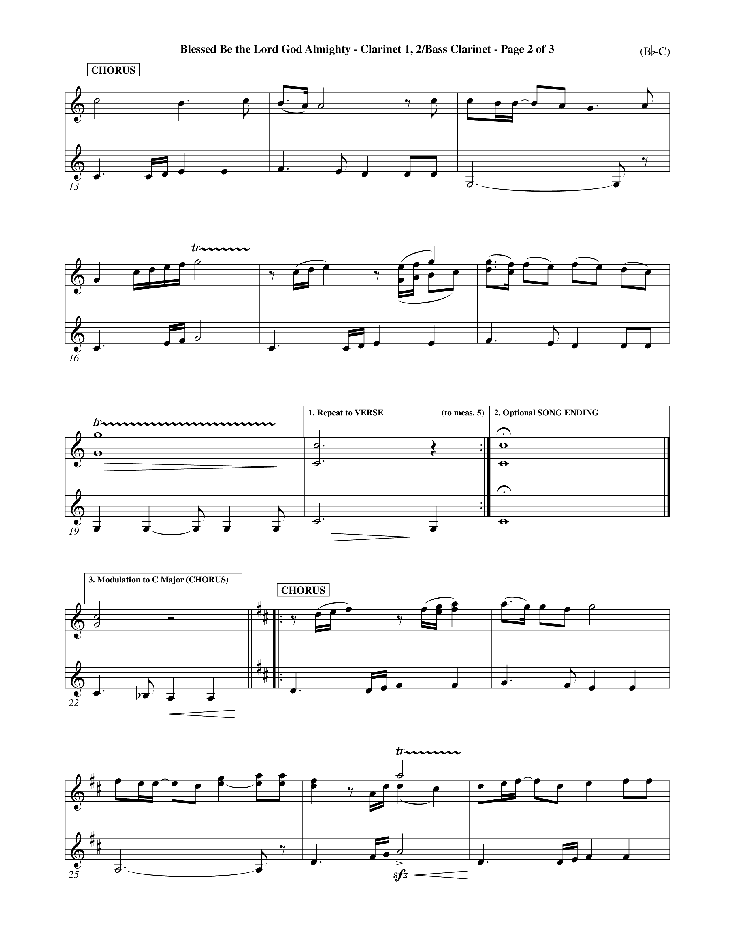 Blessed Be The Lord God Almighty (Choral Anthem SATB) Clarinet 1/2, Bass Clarinet (Word Music Choral / Orch. Roy Herzer / Orch. Andrew High)
