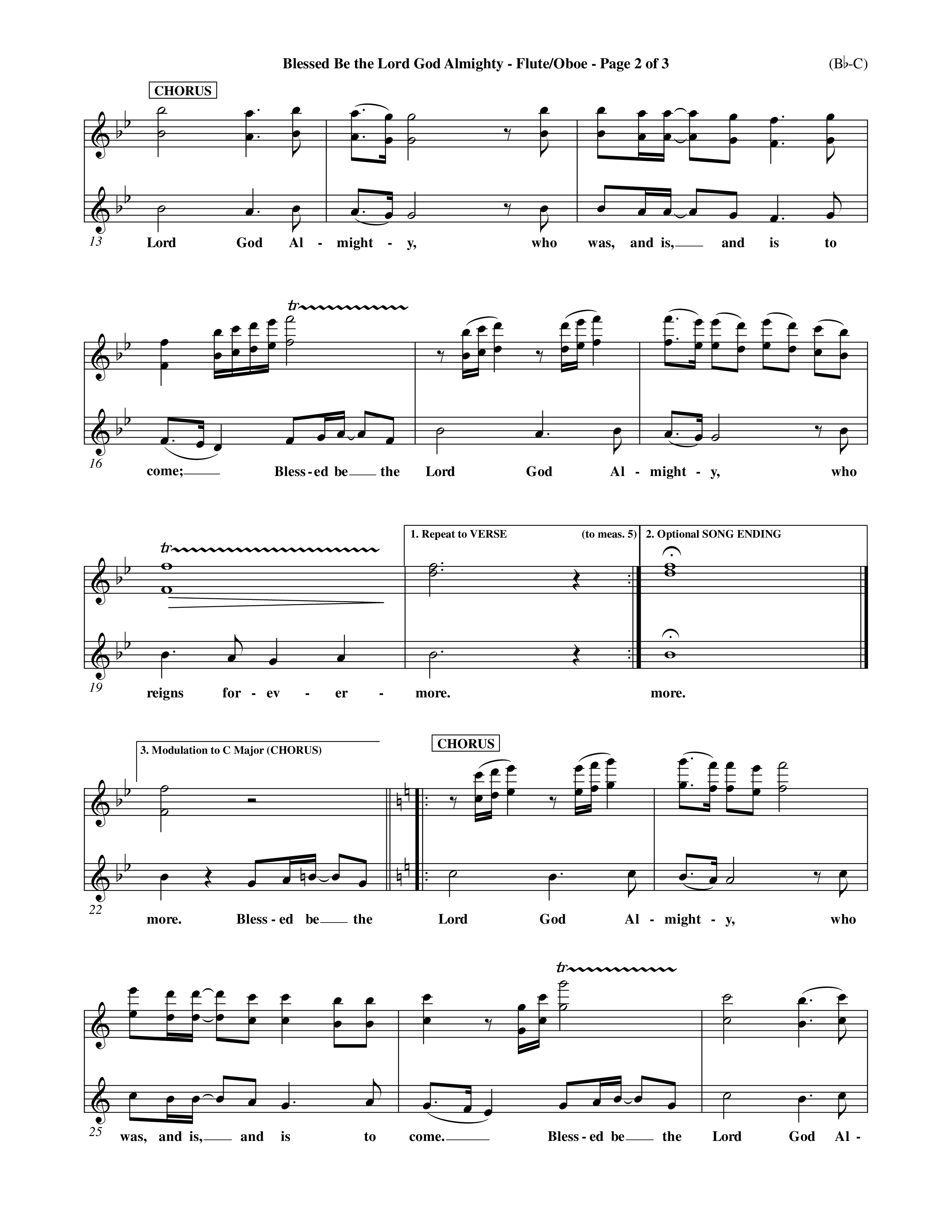 Blessed Be The Lord God Almighty (Choral Anthem SATB) Flute/Oboe (Word Music Choral / Orch. Roy Herzer / Orch. Andrew High)