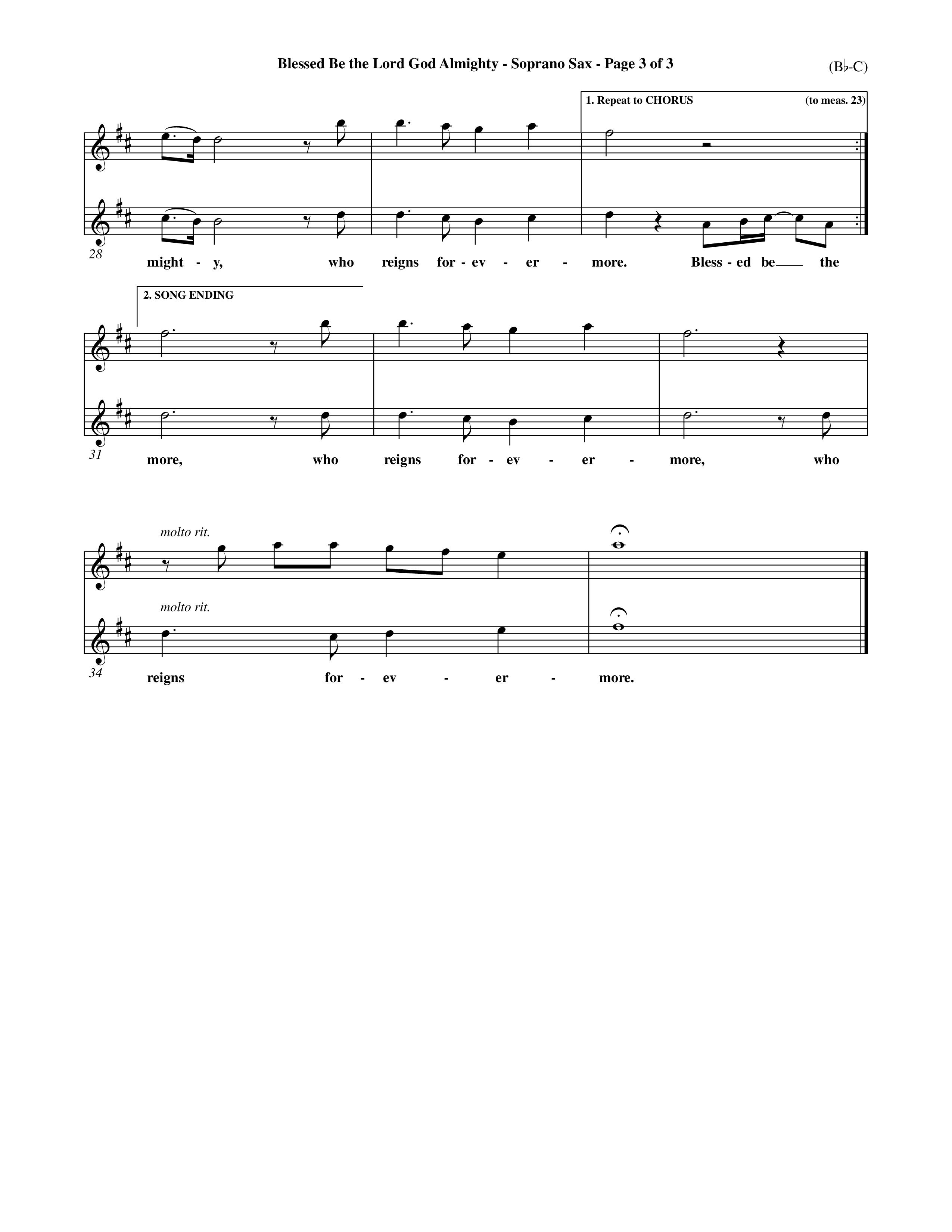 Blessed Be The Lord God Almighty (Choral Anthem SATB) Saxophone (Word Music Choral / Orch. Roy Herzer / Orch. Andrew High)
