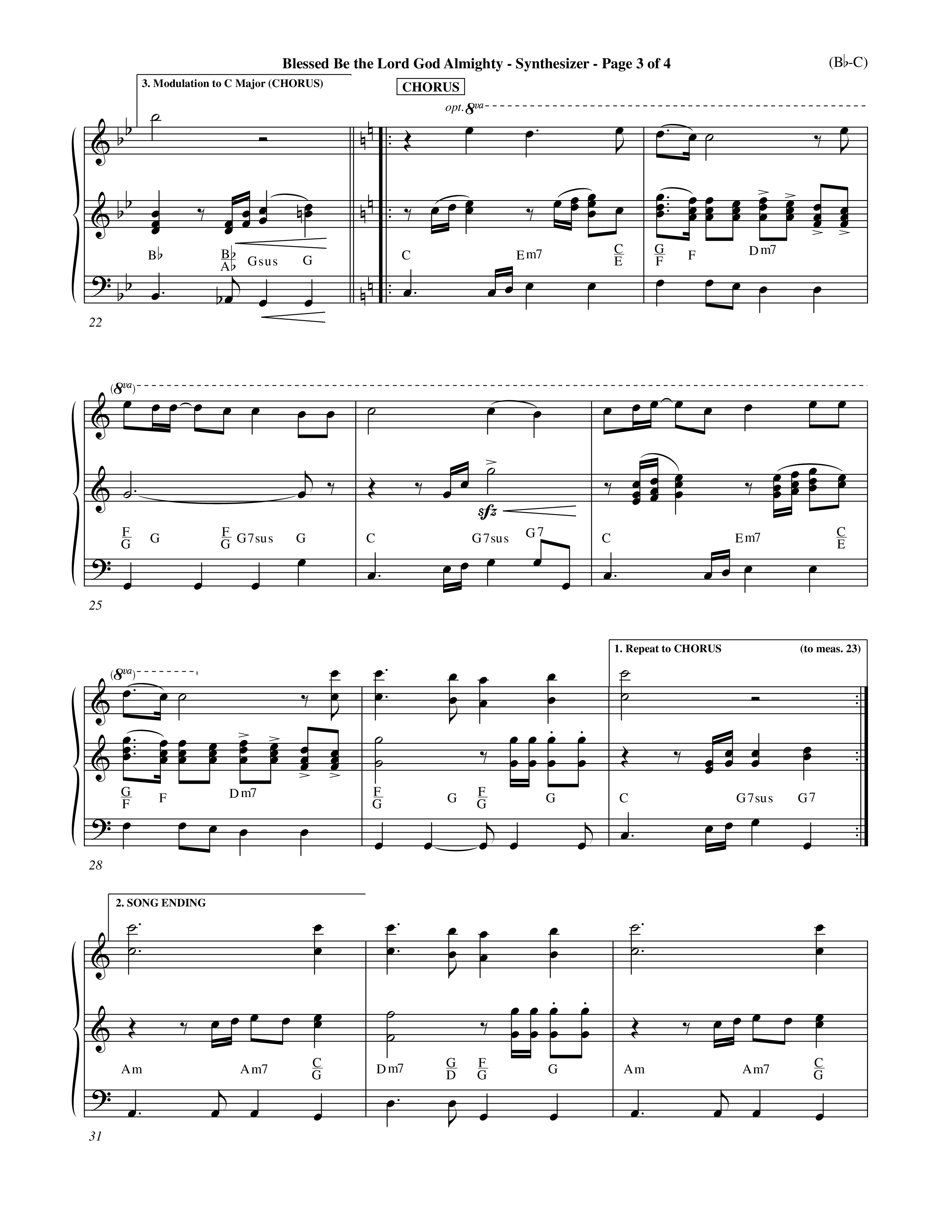 Blessed Be The Lord God Almighty (Choral Anthem SATB) Synth (Word Music Choral / Orch. Roy Herzer / Orch. Andrew High)