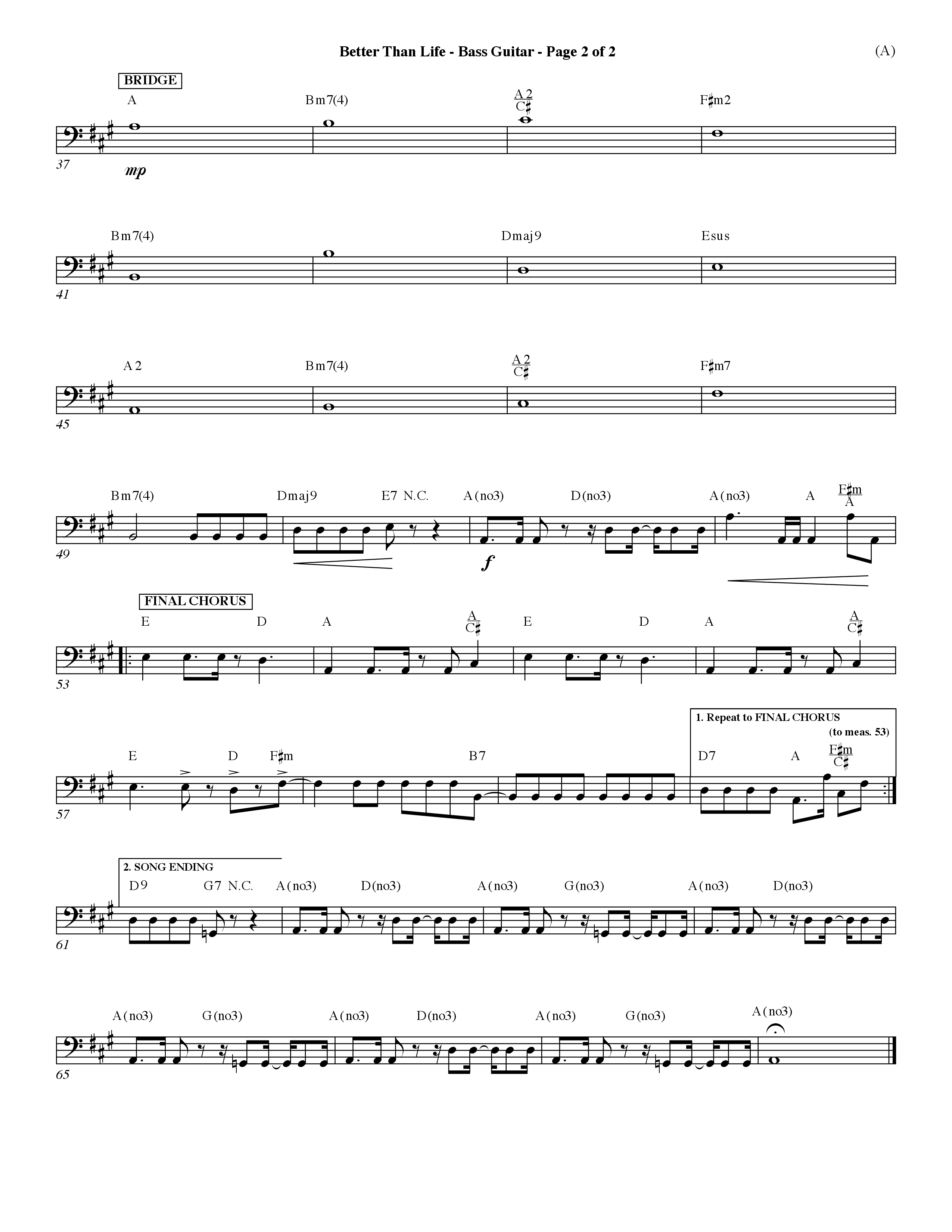 Better Than Life (Choral Anthem SATB) Bass Guitar (Word Music Choral / Orch. Dave Williamson)