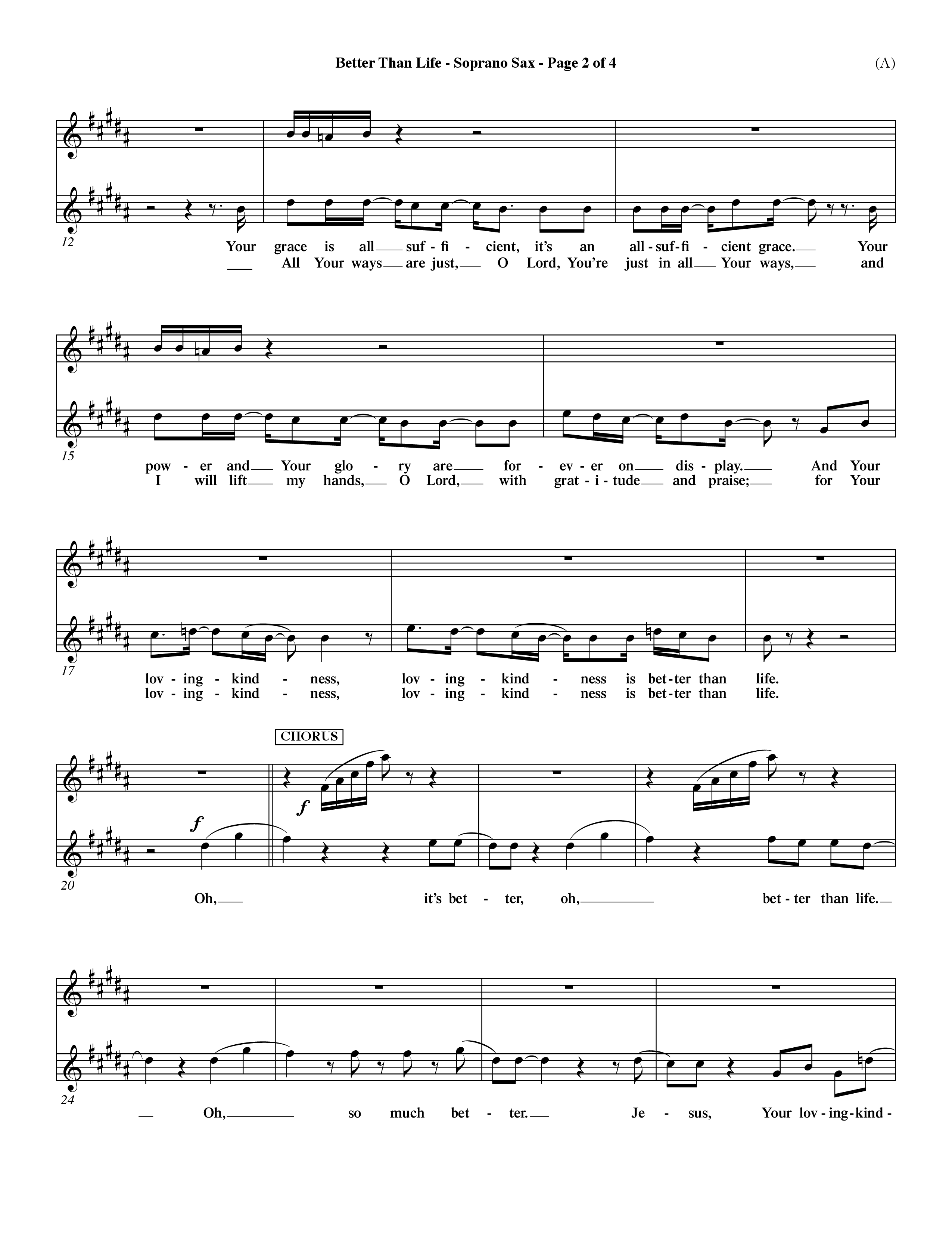 Better Than Life (Choral Anthem SATB) Saxophone (Word Music Choral / Orch. Dave Williamson)