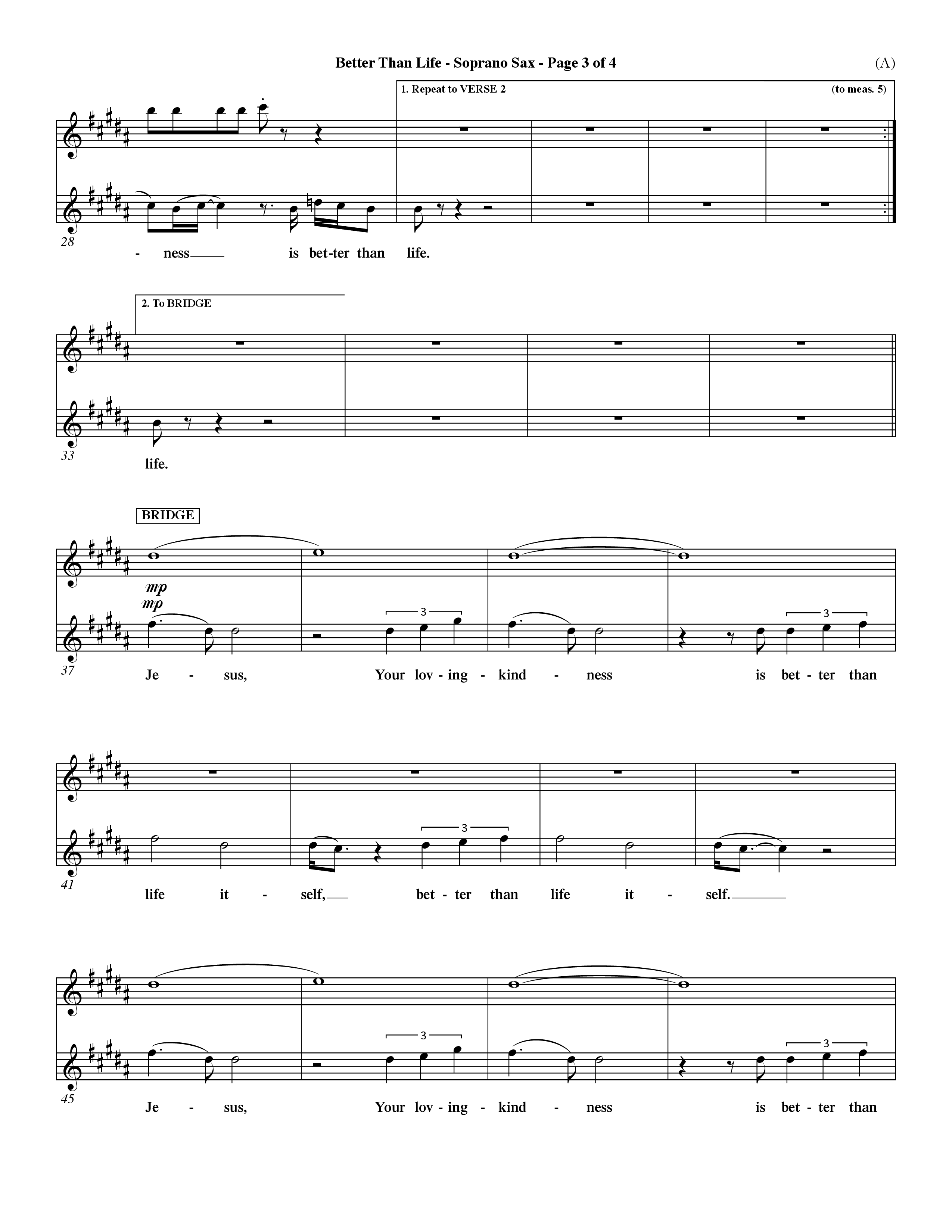 Better Than Life (Choral Anthem SATB) Saxophone (Word Music Choral / Orch. Dave Williamson)