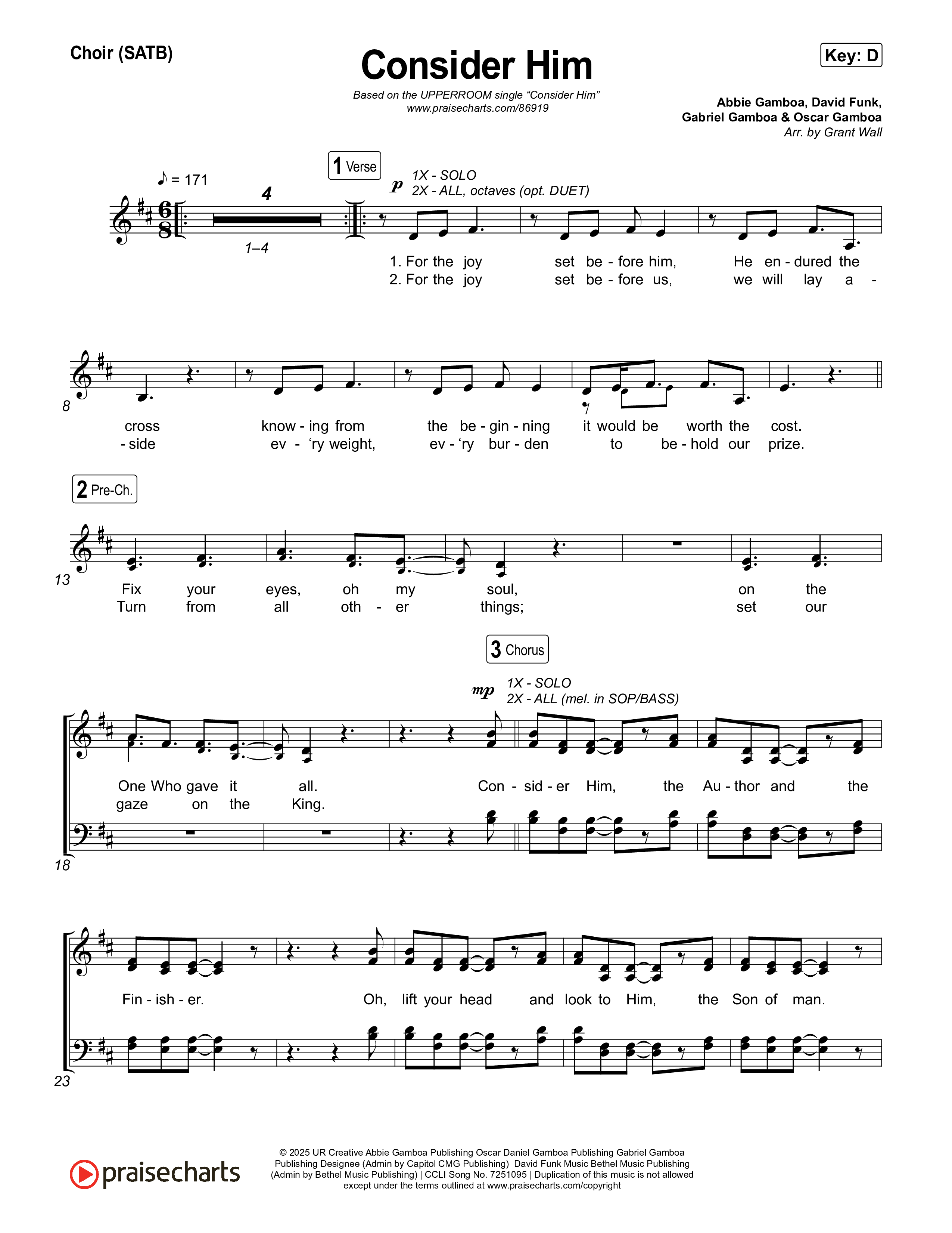 Consider Him Choir Sheet (SATB) (UPPERROOM)