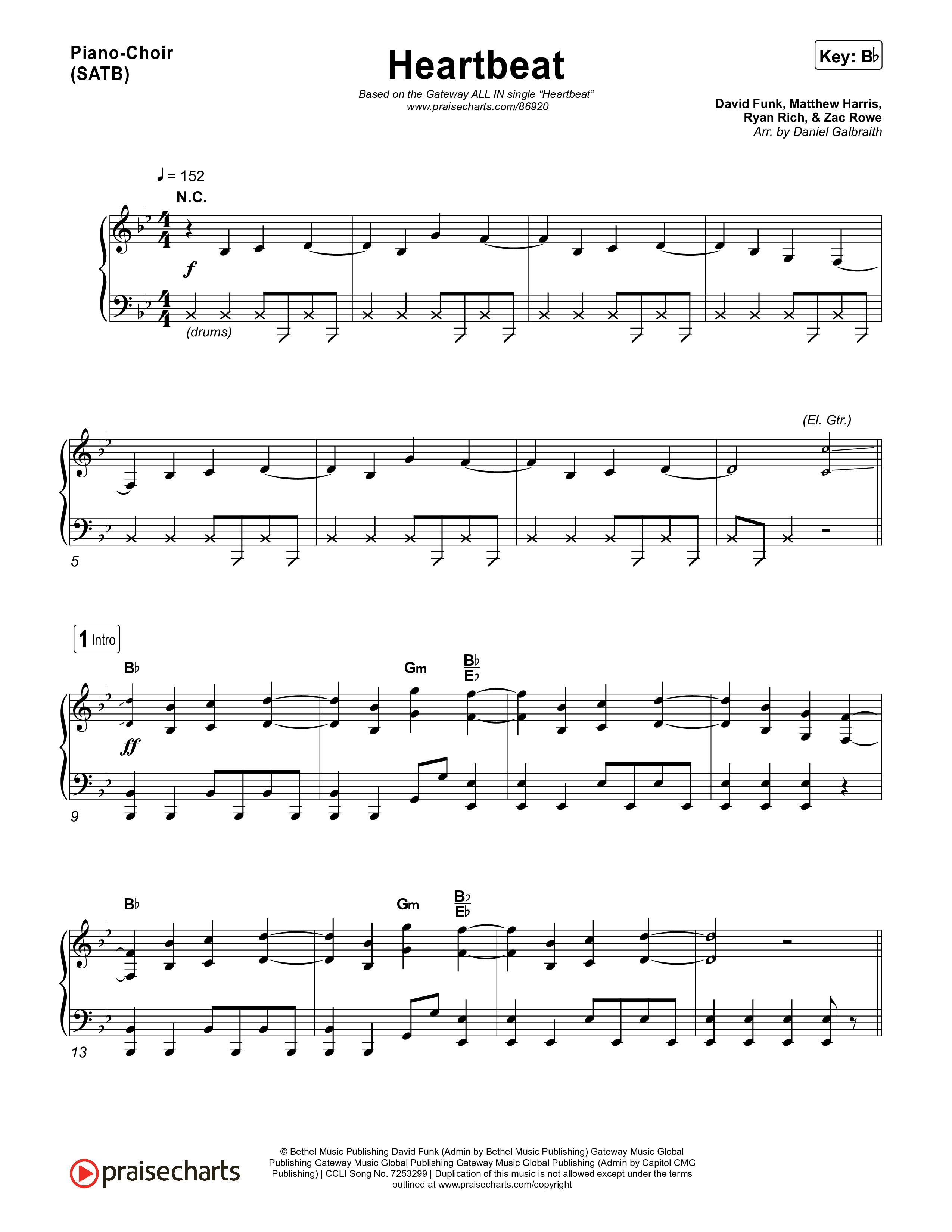 Heartbeat Piano/Vocal Pack (Gateway ALL IN / David Funk)