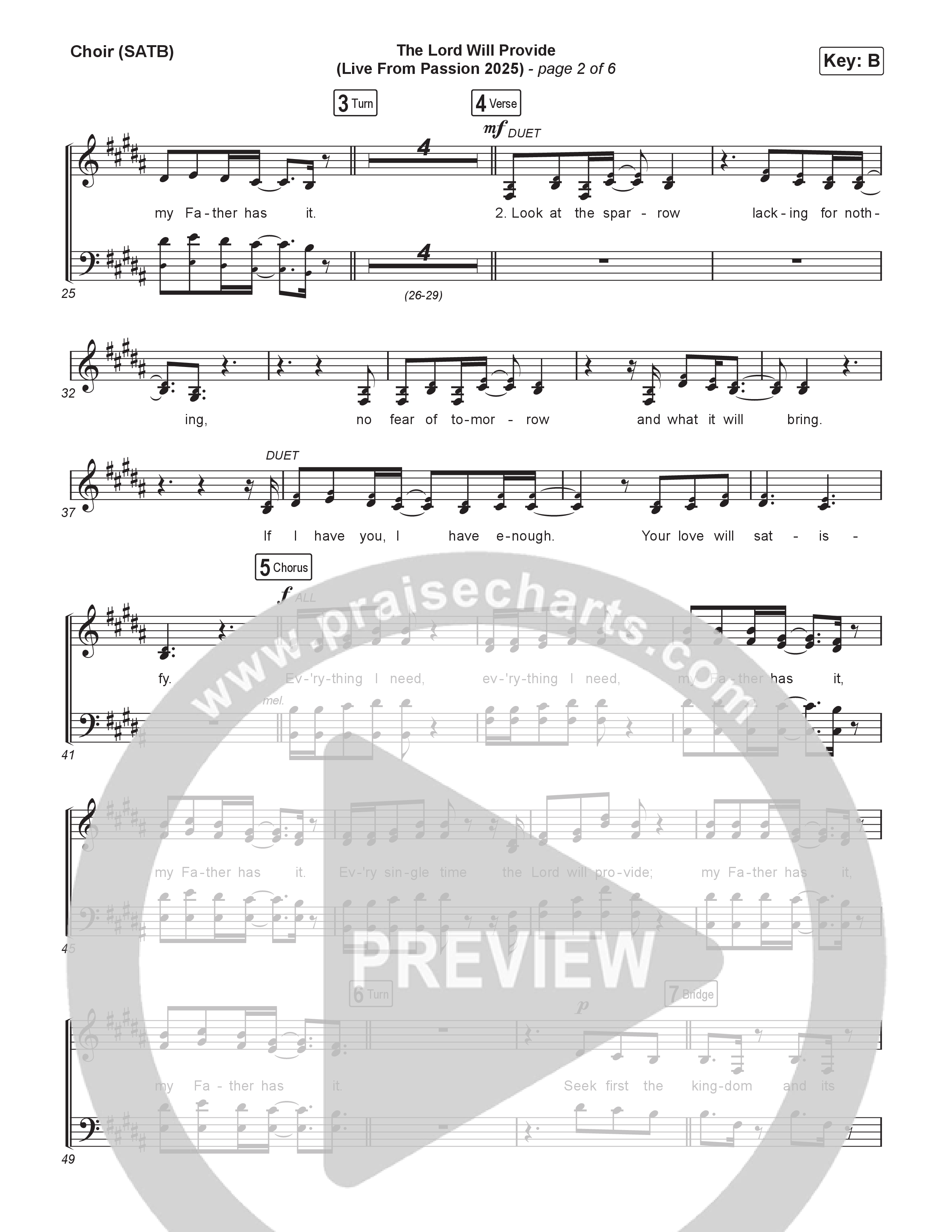 The Lord Will Provide (Live From Passion 2025) Choir Sheet (SATB) (Passion / Landon Wolfe / Anna Golden)