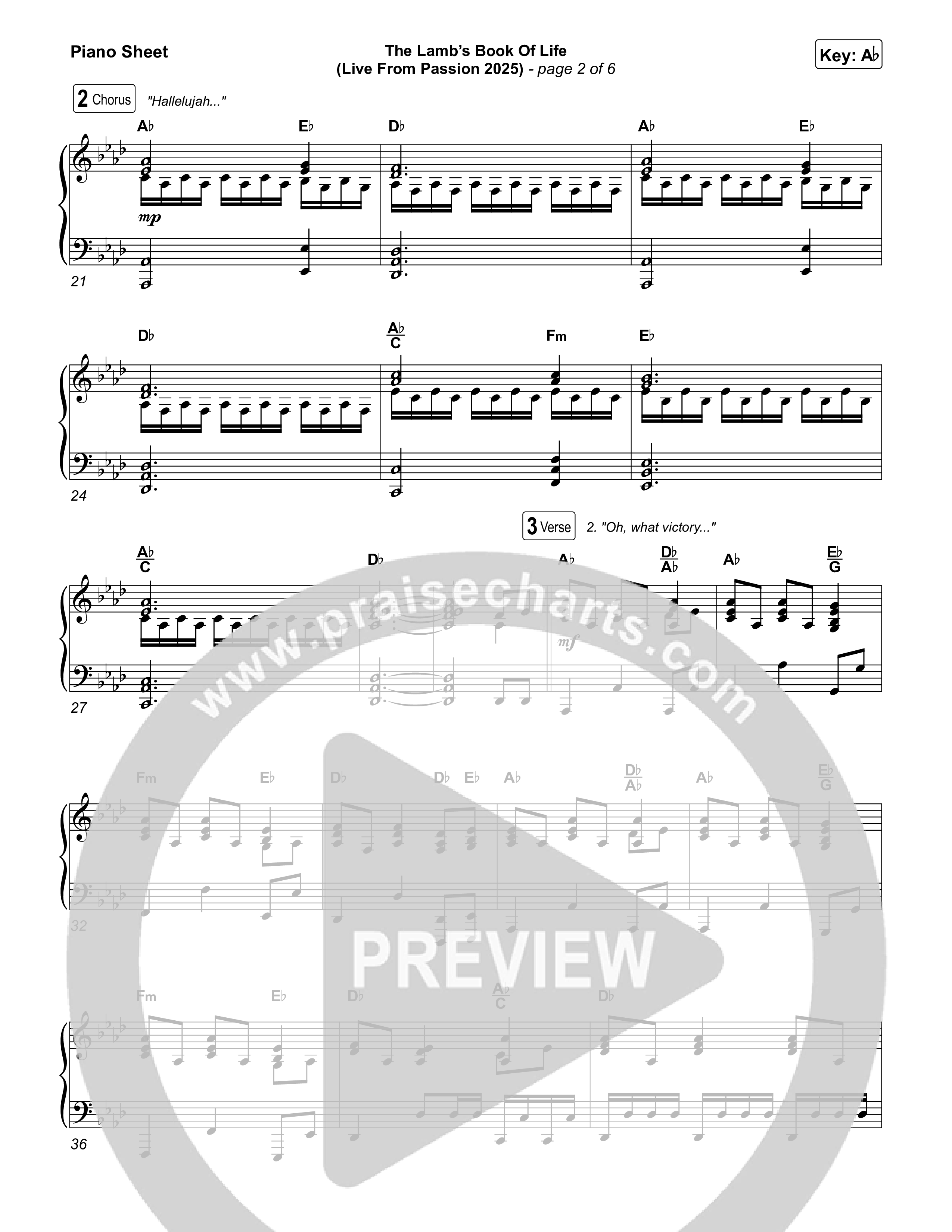 The Lamb's Book Of Life (Live From Passion 2025) Piano Sheet (Passion / Brett Younker / Chidima / Rachel Halbach)