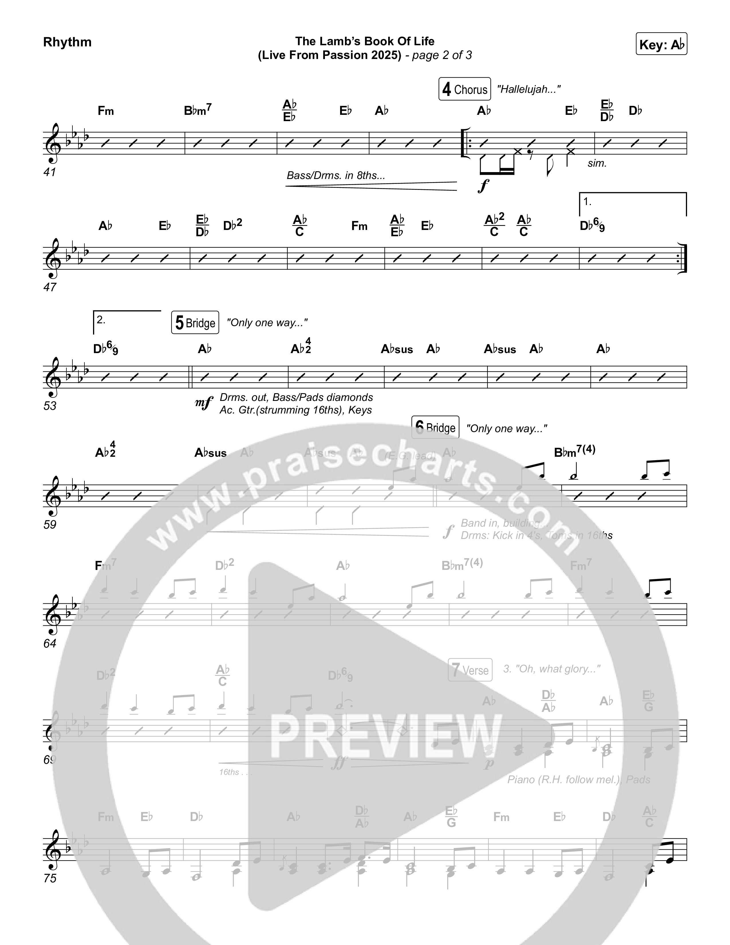 The Lamb's Book Of Life (Live From Passion 2025) Rhythm Chart (Passion / Brett Younker / Chidima / Rachel Halbach)