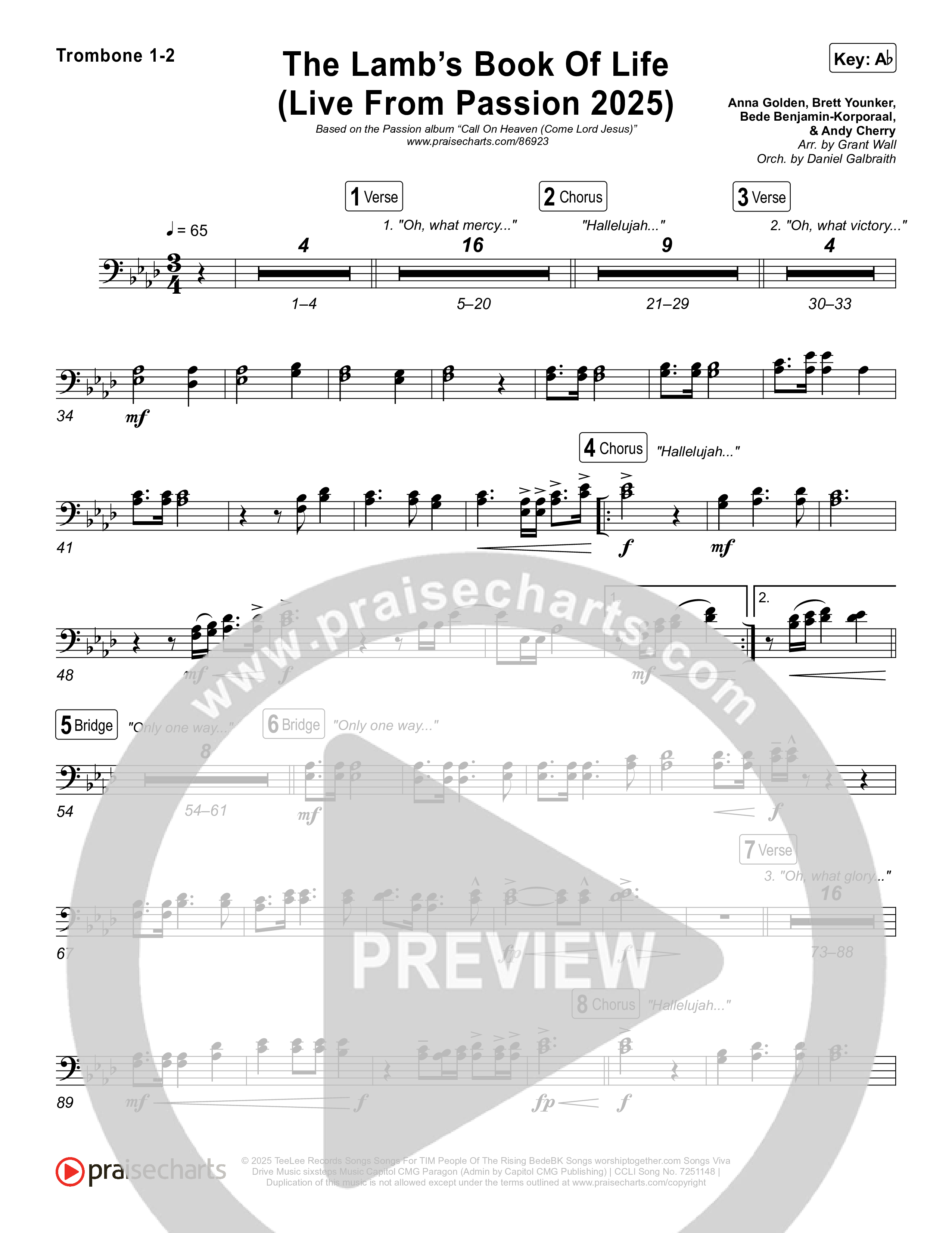 The Lamb's Book Of Life (Live From Passion 2025) Trombone 1/2 (Passion / Brett Younker / Chidima / Rachel Halbach)