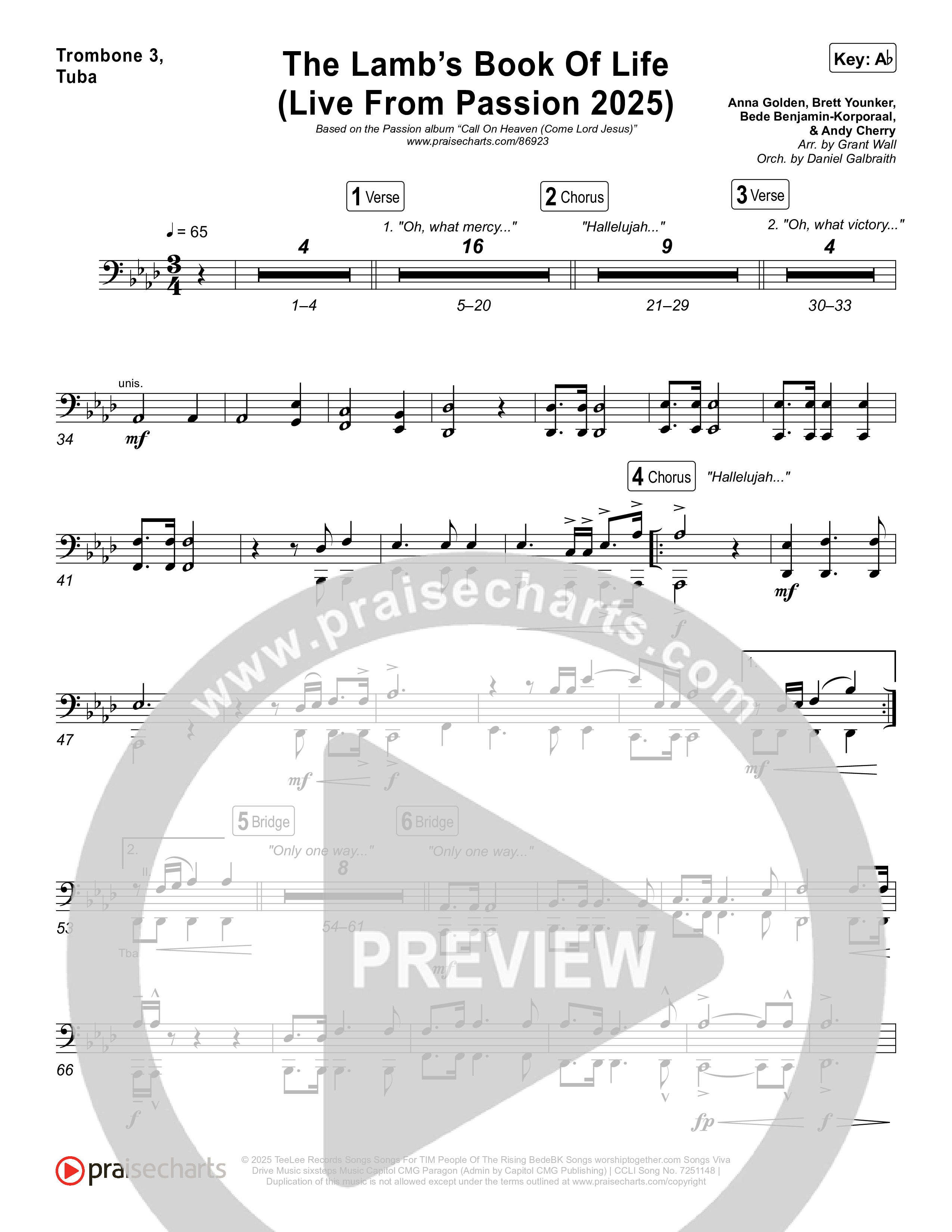 The Lamb's Book Of Life (Live From Passion 2025) Trombone 1,2 (Passion / Brett Younker / Chidima / Rachel Halbach)