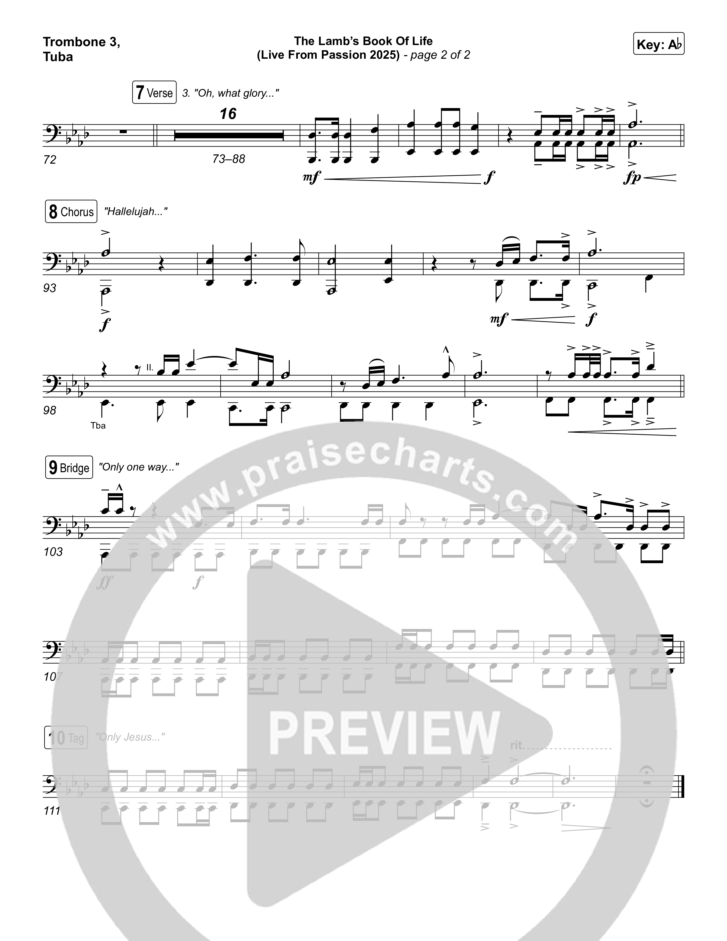 The Lamb's Book Of Life (Live From Passion 2025) Trombone 3/Tuba (Passion / Brett Younker / Chidima / Rachel Halbach)