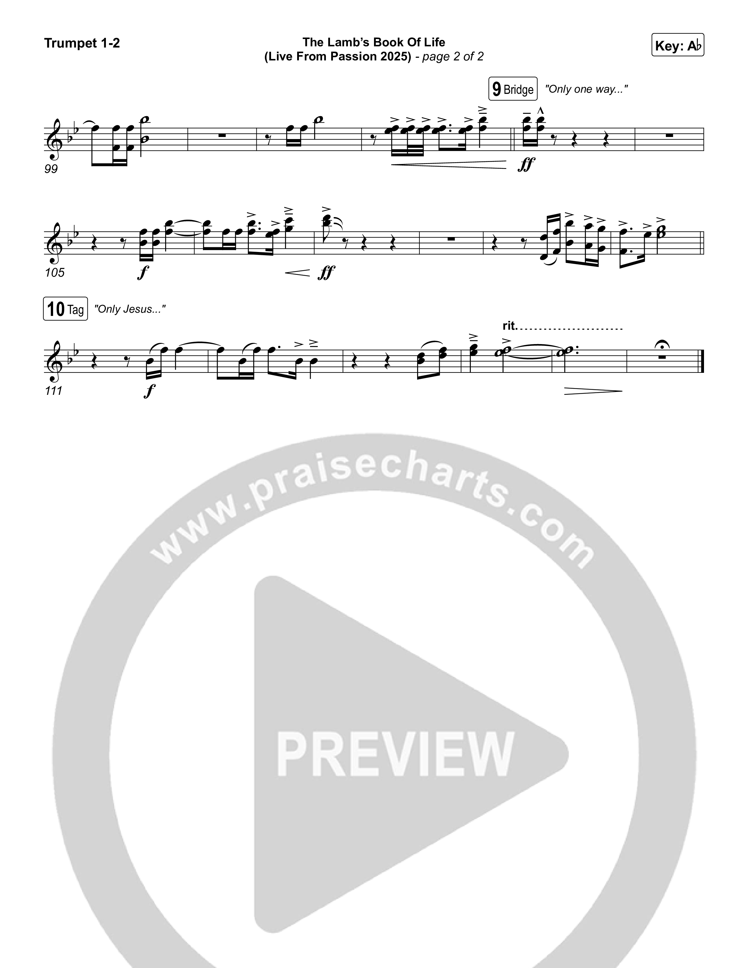 The Lamb's Book Of Life (Live From Passion 2025) Trumpet 1,2 (Passion / Brett Younker / Chidima / Rachel Halbach)