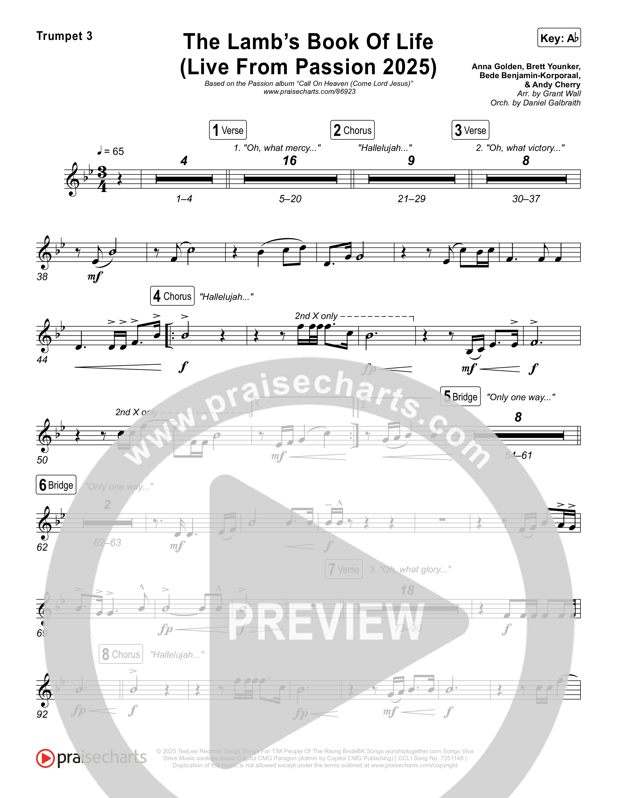 The Lamb's Book Of Life (Live From Passion 2025) Trumpet 1,2 (Passion / Brett Younker / Chidima / Rachel Halbach)