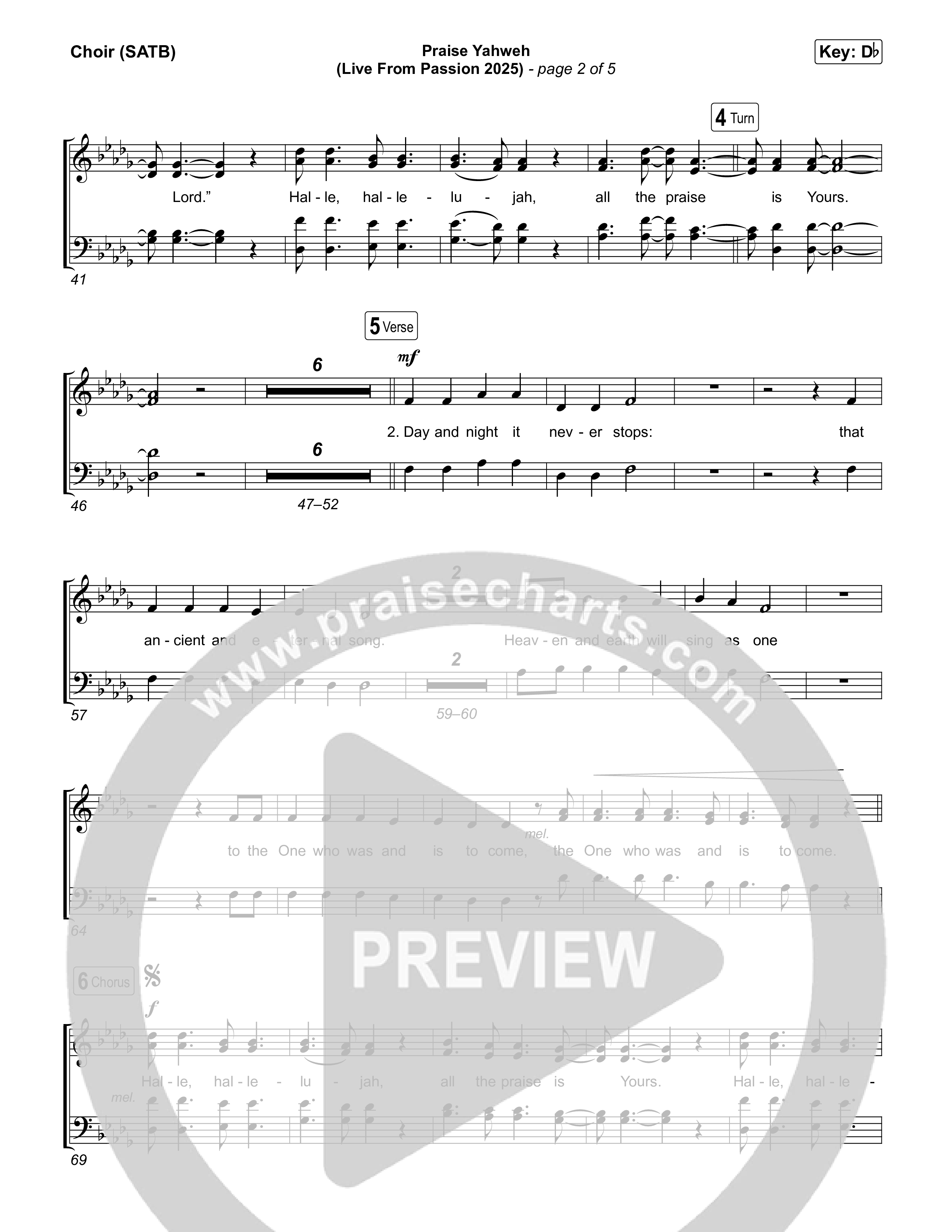 Praise Yahweh (Live From Passion 2025) Choir Sheet (SATB) (Passion / Kristian Stanfill)