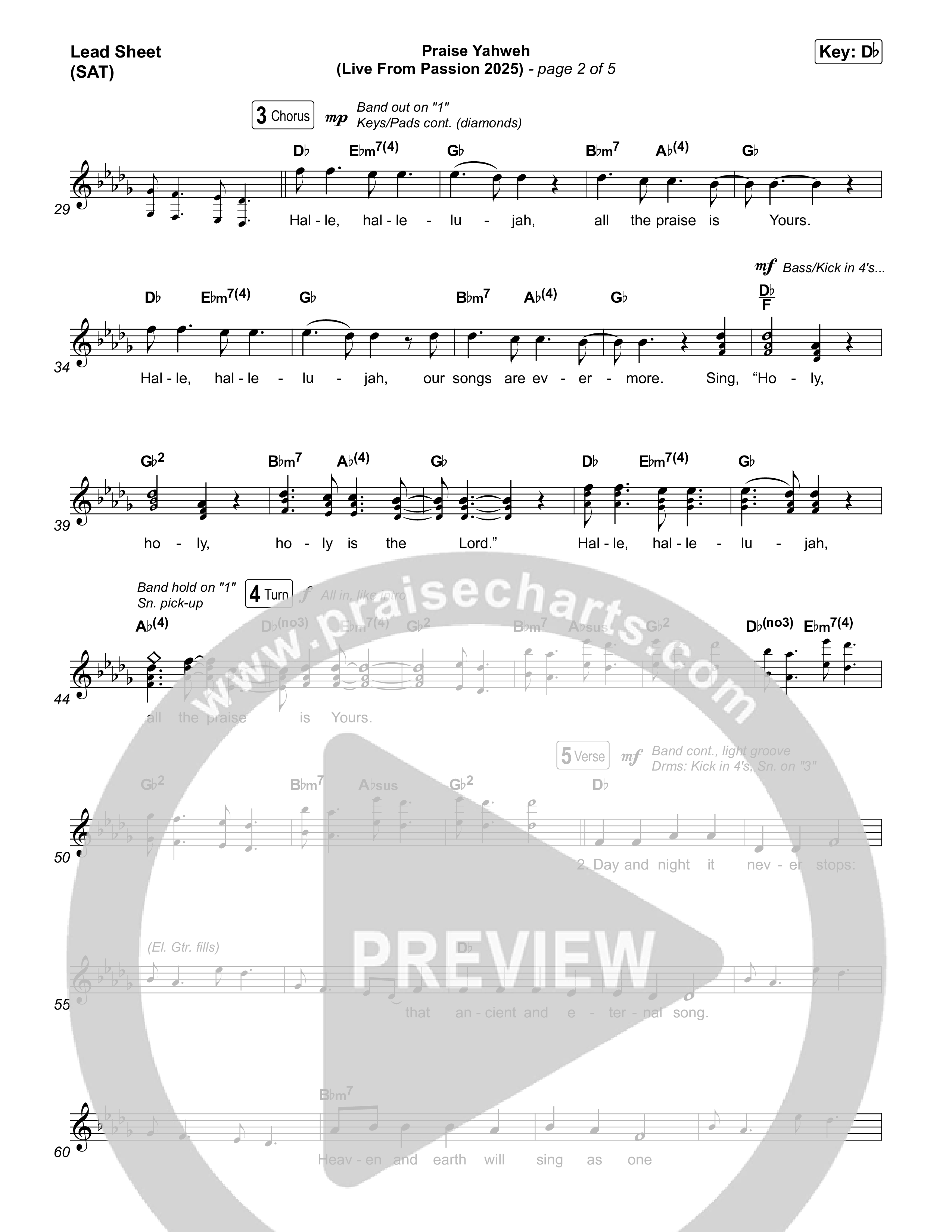 Praise Yahweh (Live From Passion 2025) Lead Sheet (SAT) (Passion / Kristian Stanfill)