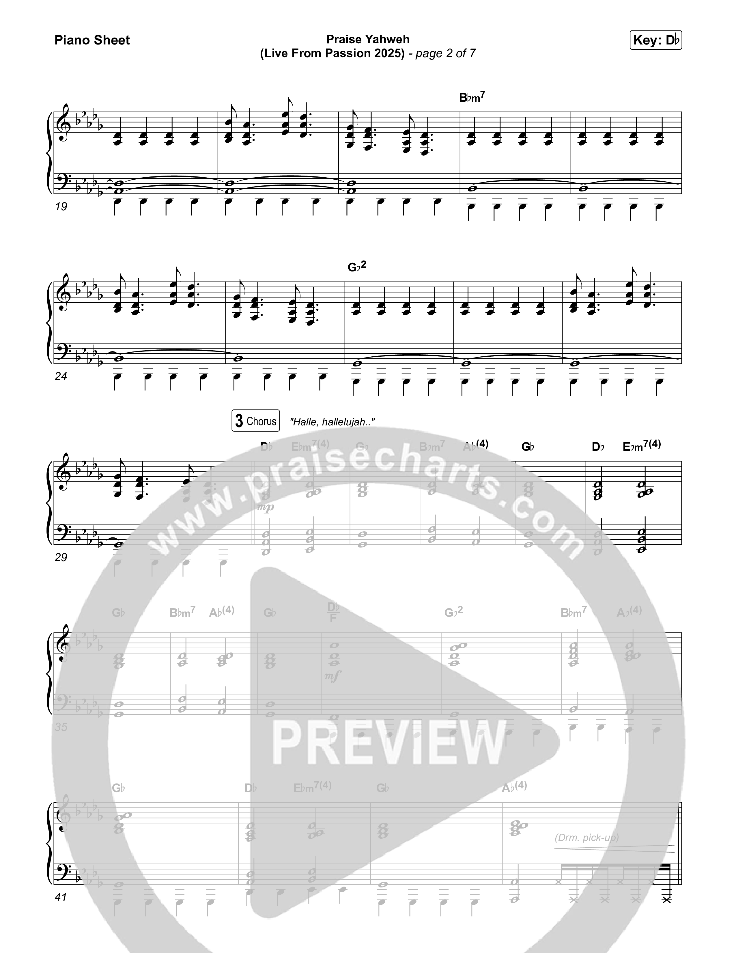 Praise Yahweh (Live From Passion 2025) Piano Sheet (Passion / Kristian Stanfill)