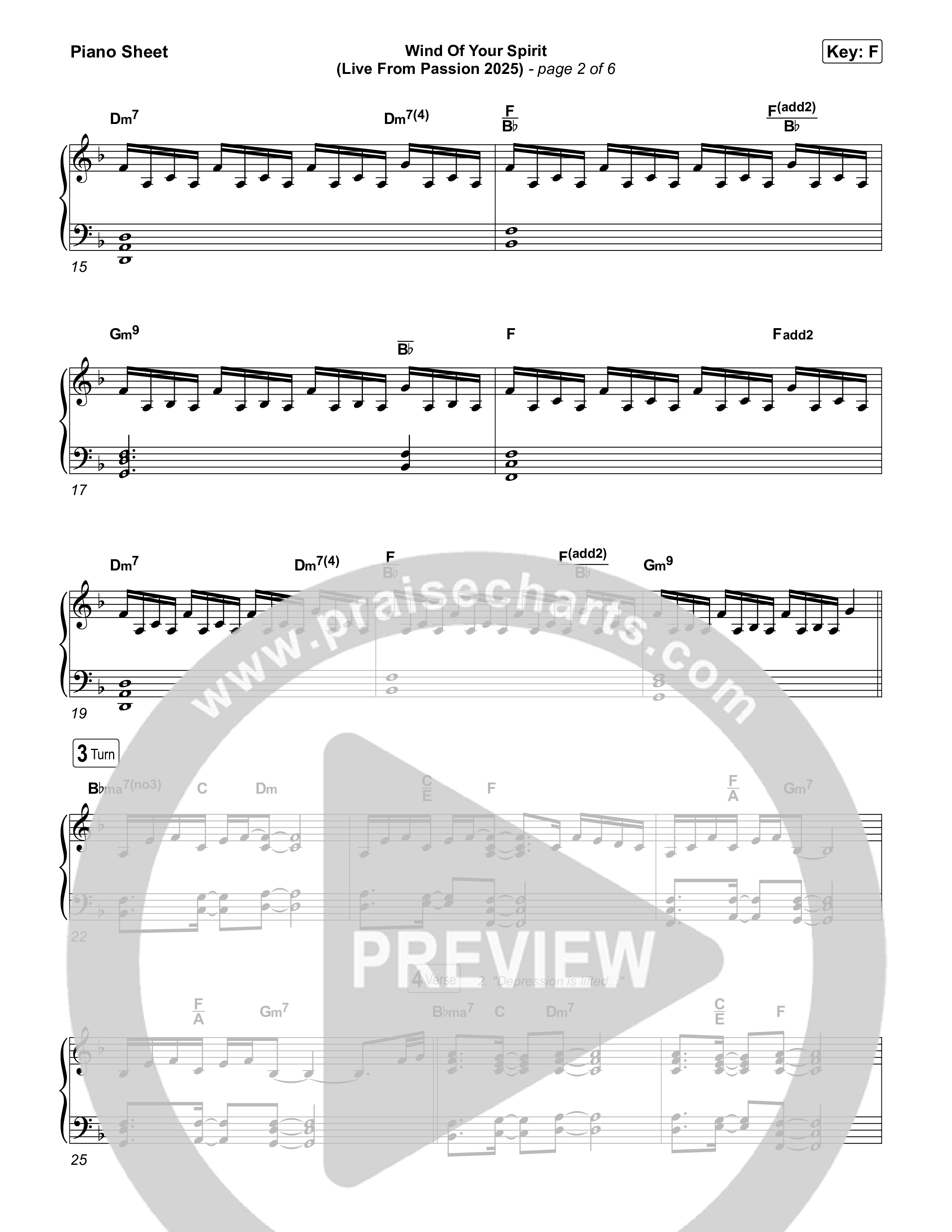 Wind Of Your Spirit (Live From Passion 2025) Piano Sheet (Passion / Kristian Stanfill)