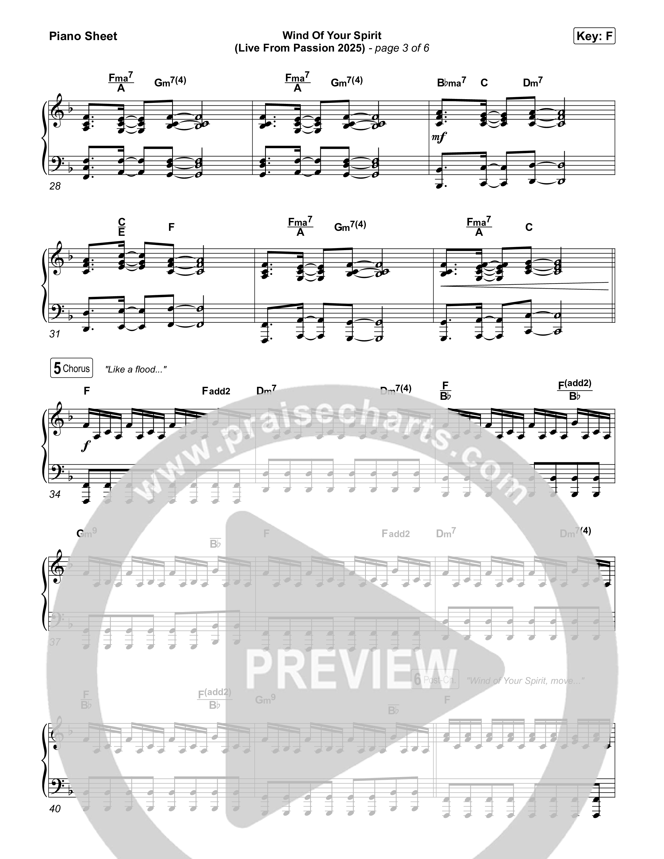 Wind Of Your Spirit (Live From Passion 2025) Piano Sheet (Passion / Kristian Stanfill)