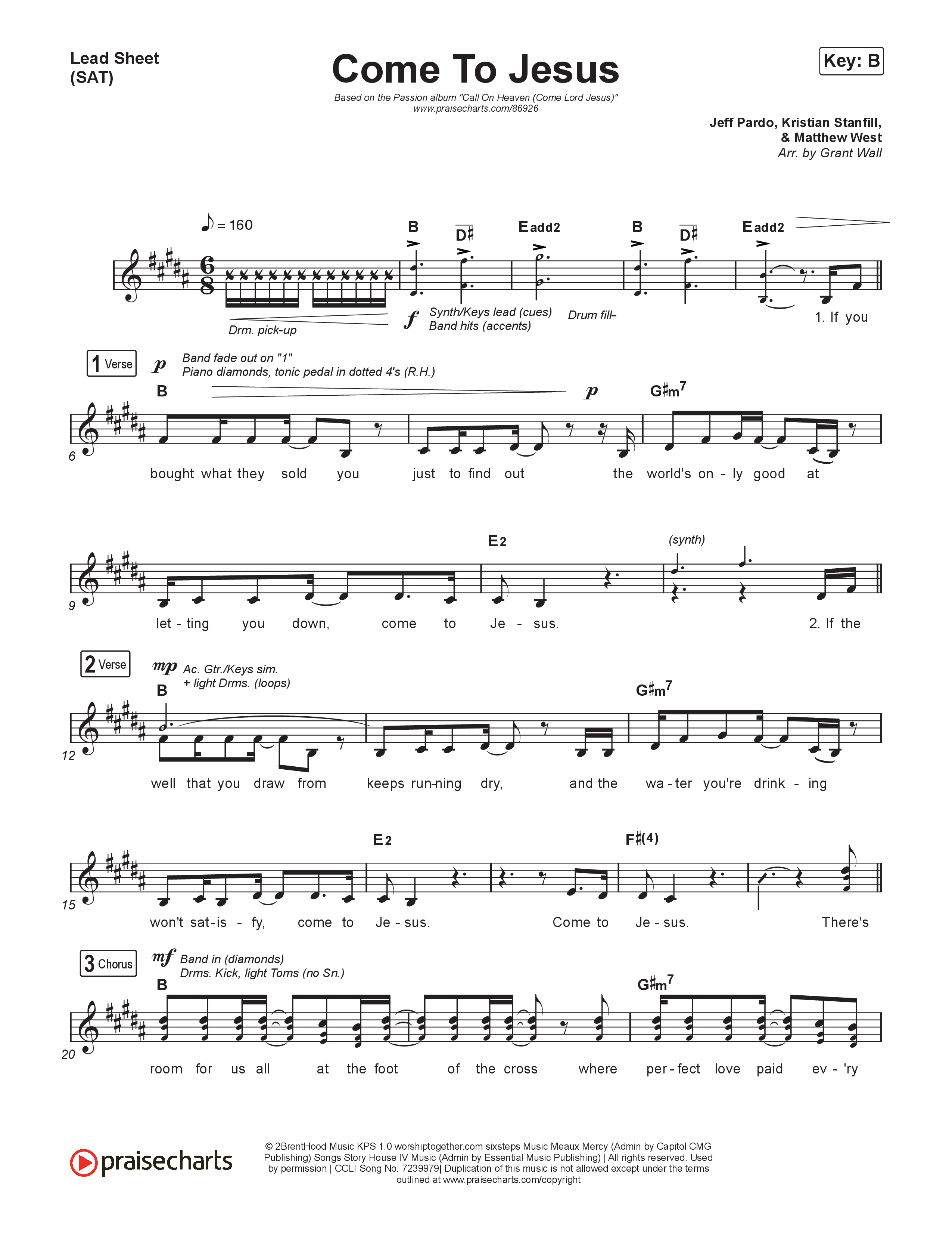 Come To Jesus (Live From Passion 2025) Lead Sheet (SAT) (Passion / Kristian Stanfill)