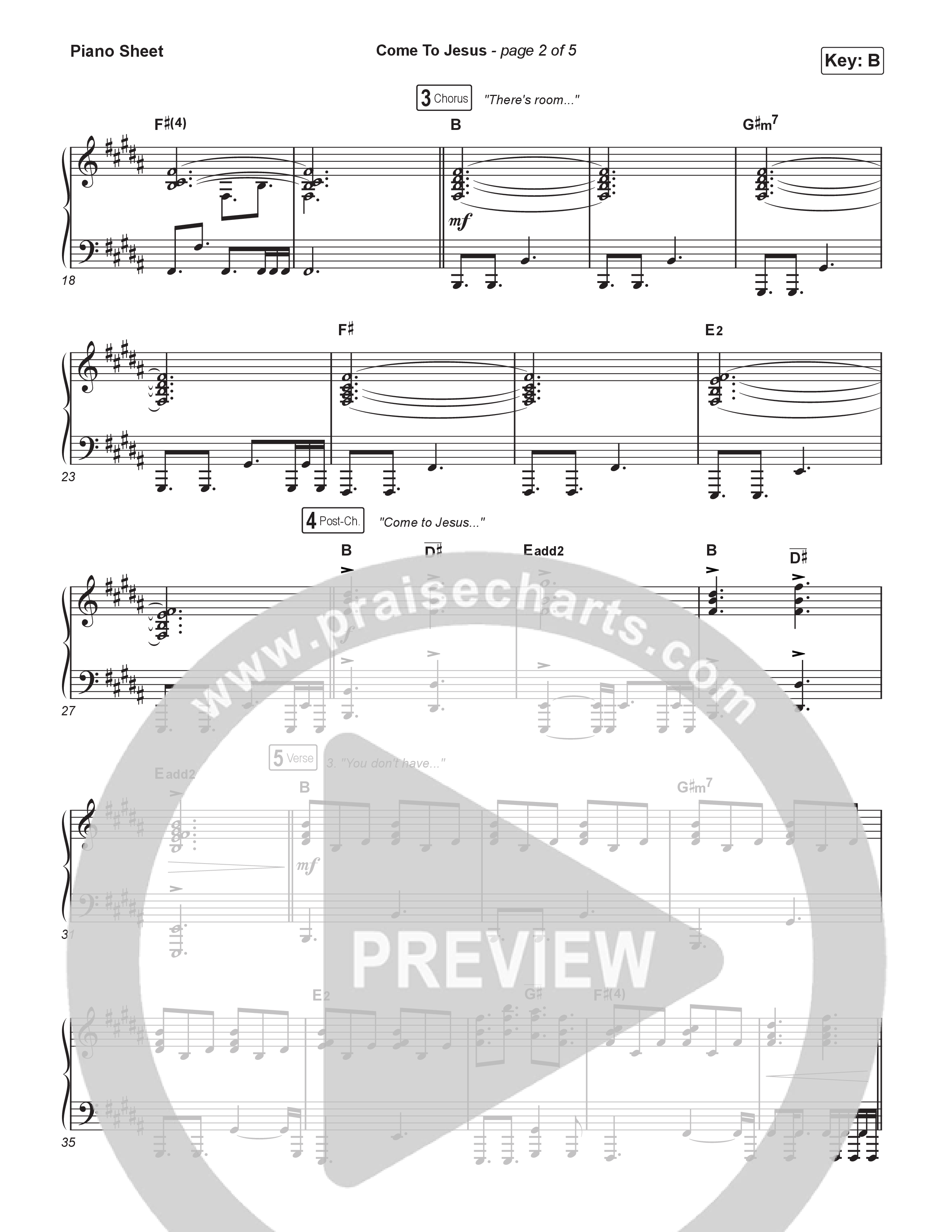 Come To Jesus (Live From Passion 2025) Piano Sheet (Passion / Kristian Stanfill)