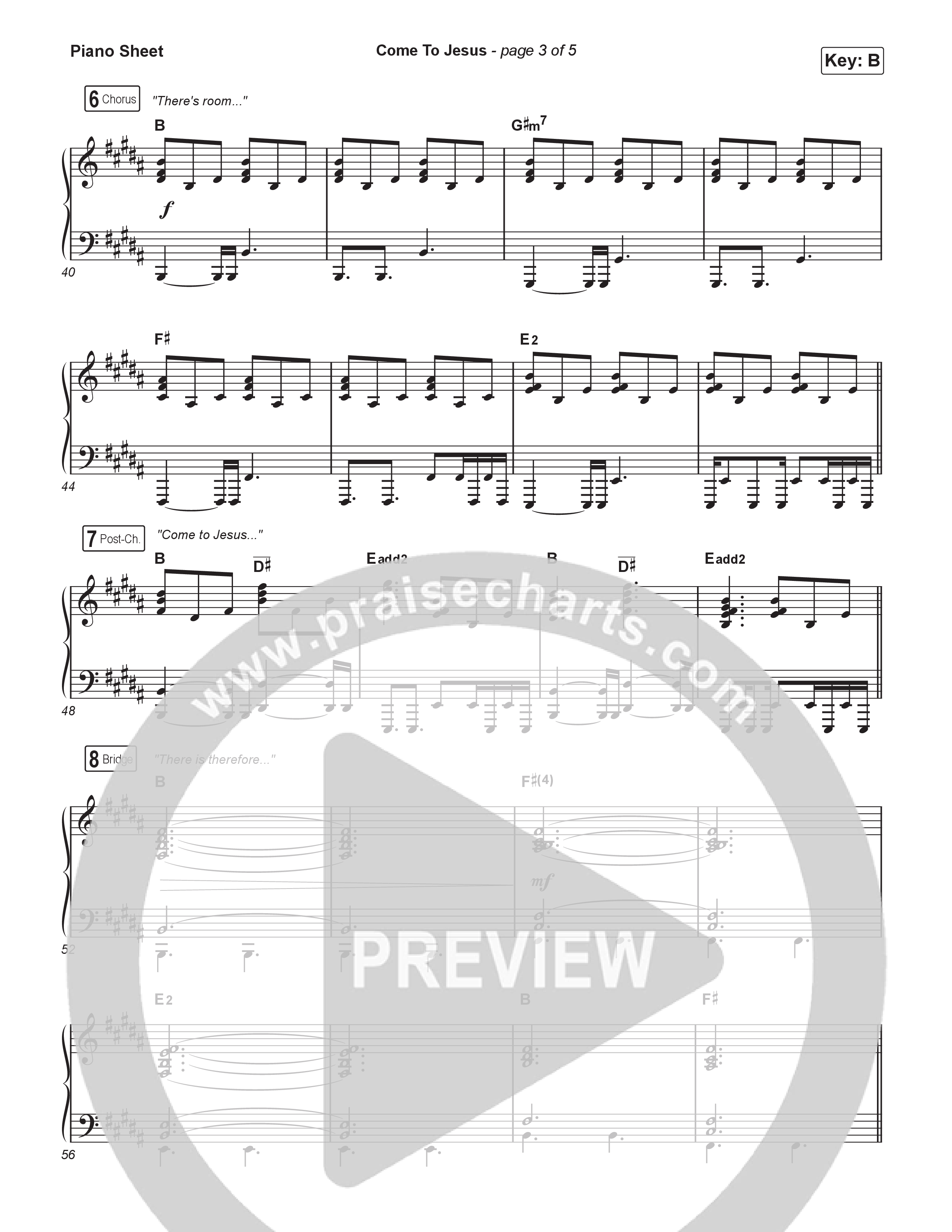 Come To Jesus (Live From Passion 2025) Piano Sheet (Passion / Kristian Stanfill)