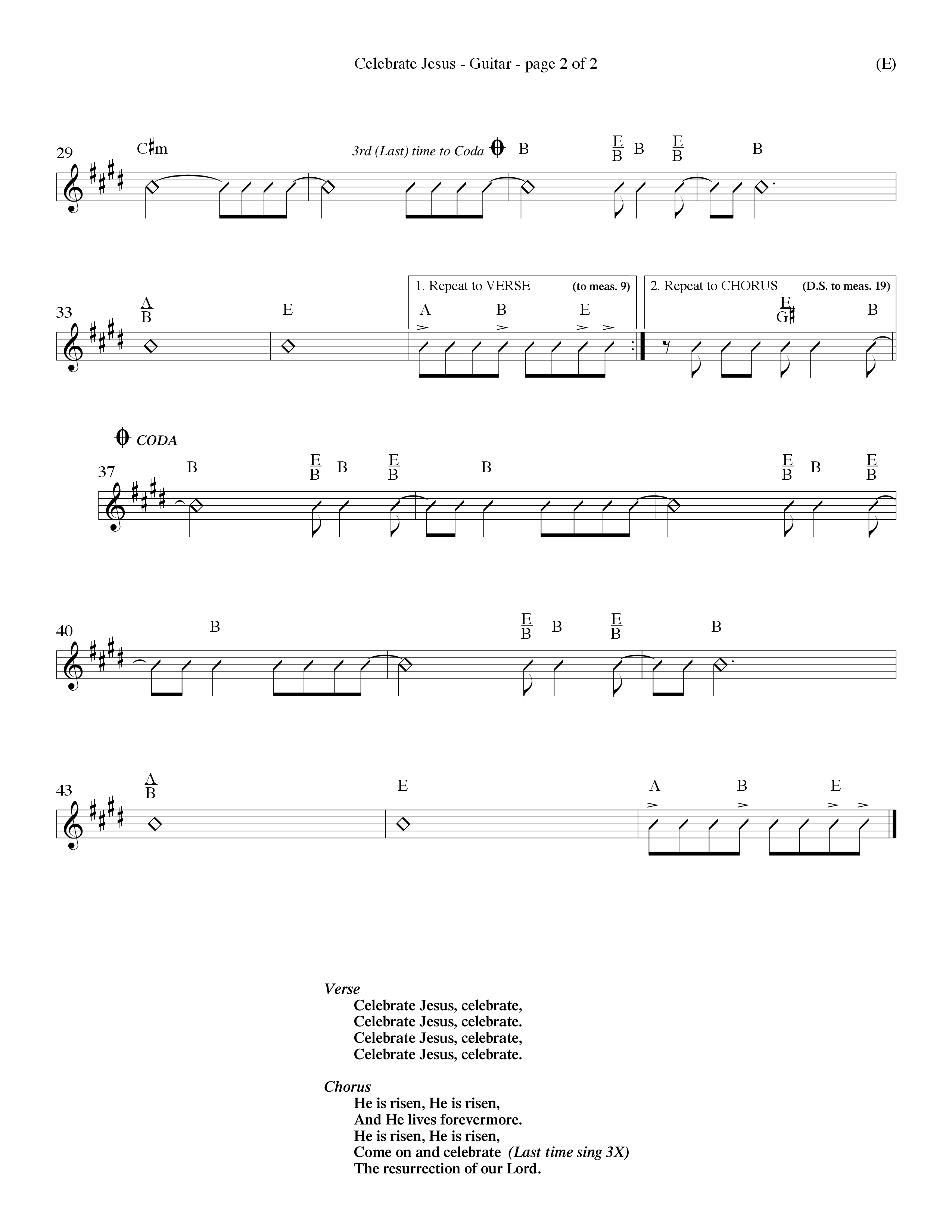 Celebrate Jesus (Choral Anthem SATB) Acoustic Guitar (Word Music Choral / Arr. Ron Myers / Arr. Wayne Yankie)