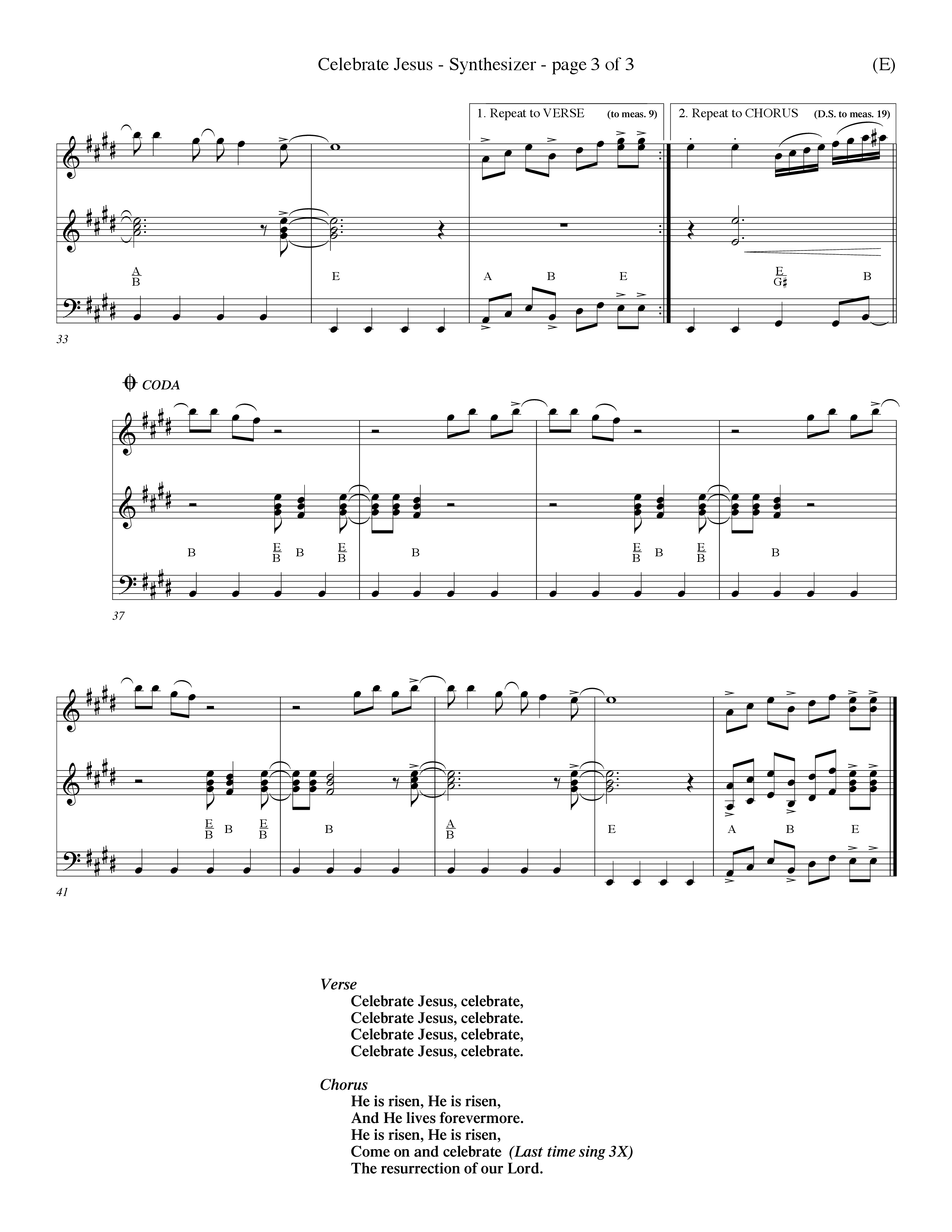 Celebrate Jesus (Choral Anthem SATB) Synth (Word Music Choral / Arr. Ron Myers / Arr. Wayne Yankie)