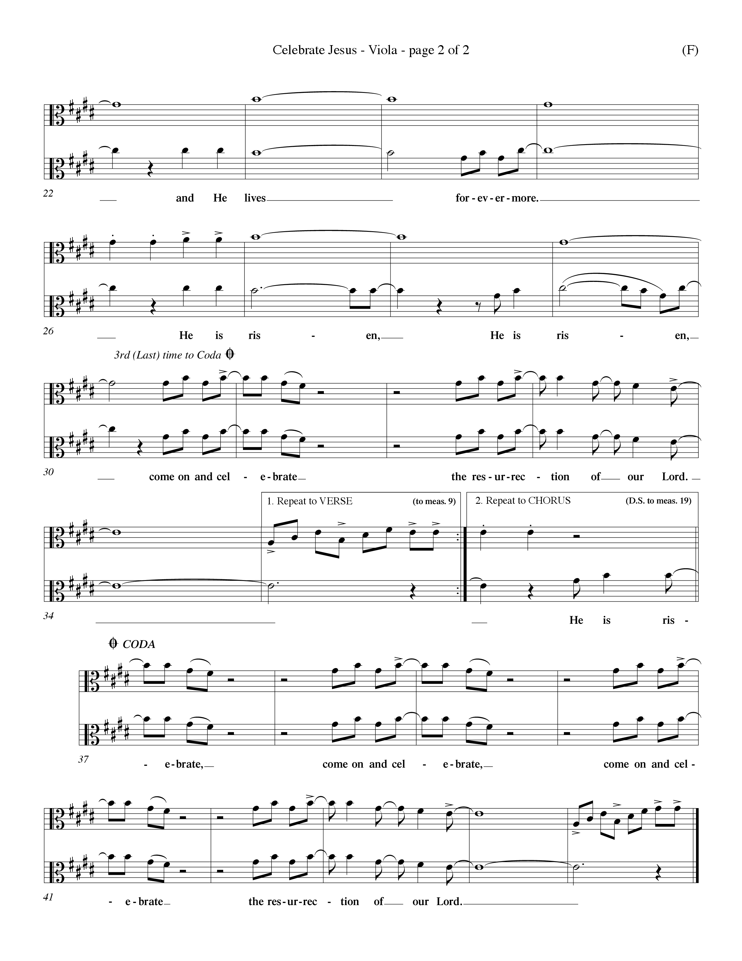 Celebrate Jesus (Choral Anthem SATB) Viola (Word Music Choral / Arr. Ron Myers / Arr. Wayne Yankie)