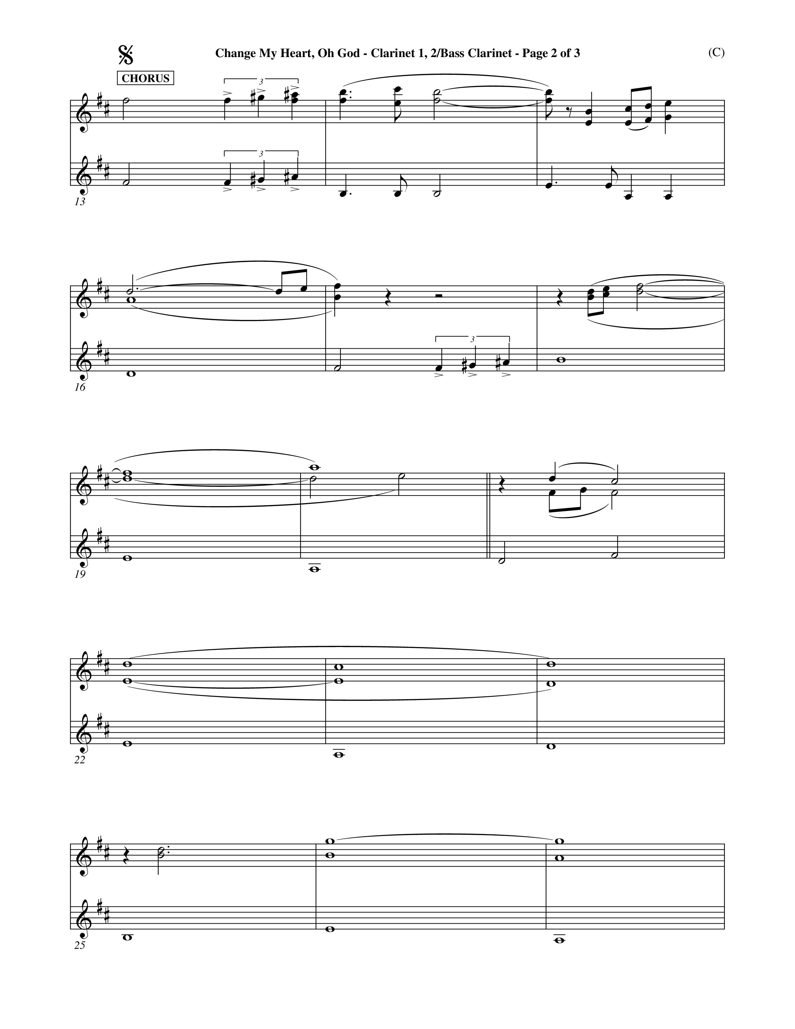 Change My Heart Oh God (Choral Anthem SATB) Clarinet 1/2, Bass Clarinet (Word Music Choral / Orch. Roy Herzer / Orch. Andrew High)