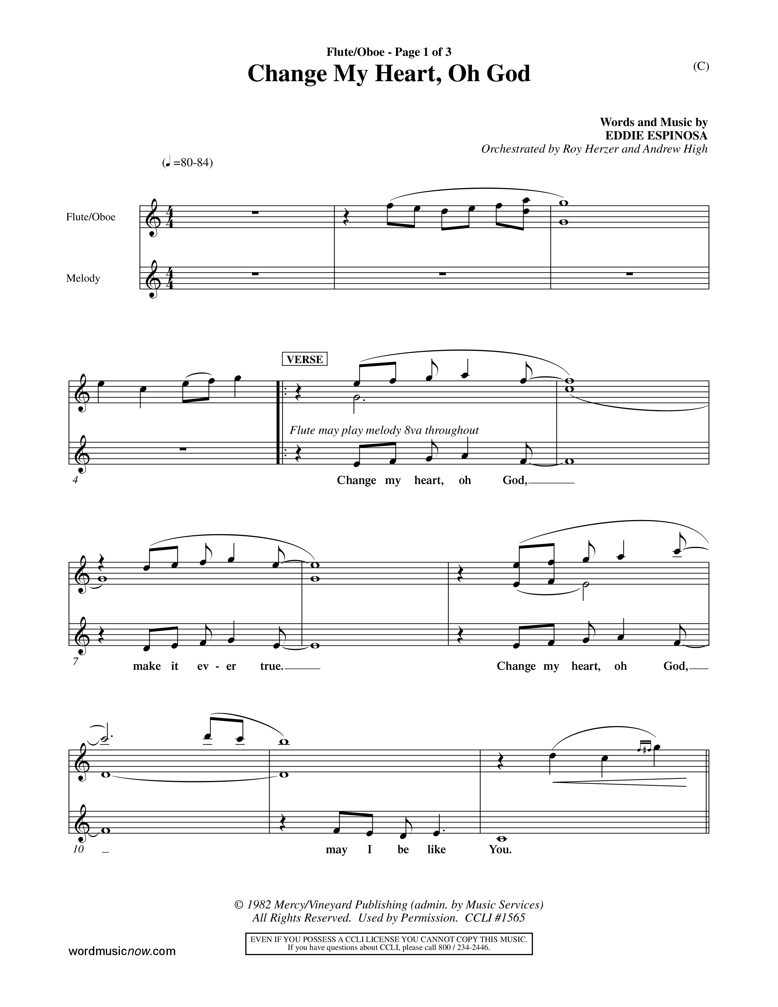 Change My Heart Oh God (Choral Anthem SATB) Flute/Oboe (Word Music Choral / Orch. Roy Herzer / Orch. Andrew High)