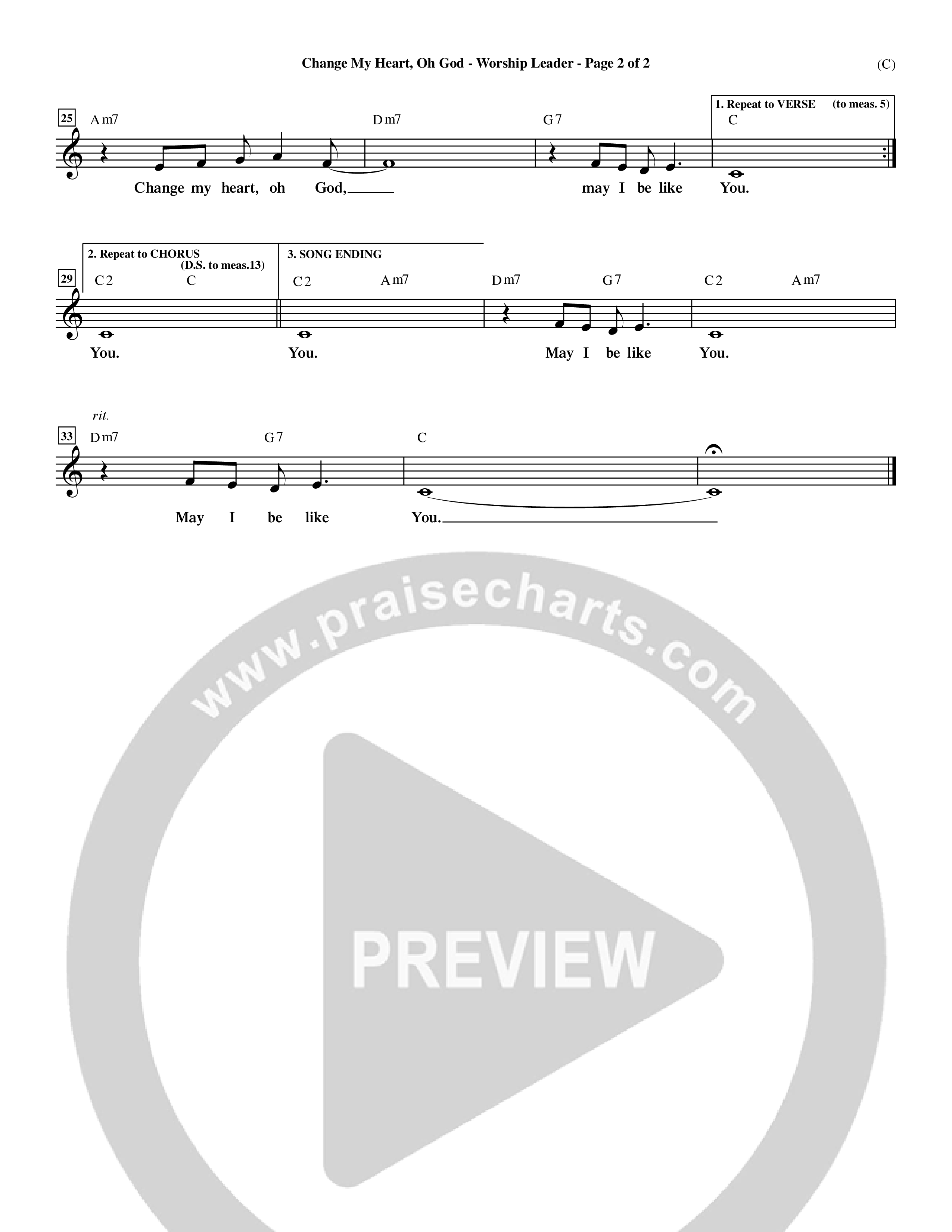 Change My Heart Oh God (Choral Anthem SATB) Lead Sheet (Mel) (Word Music Choral / Orch. Roy Herzer / Orch. Andrew High)