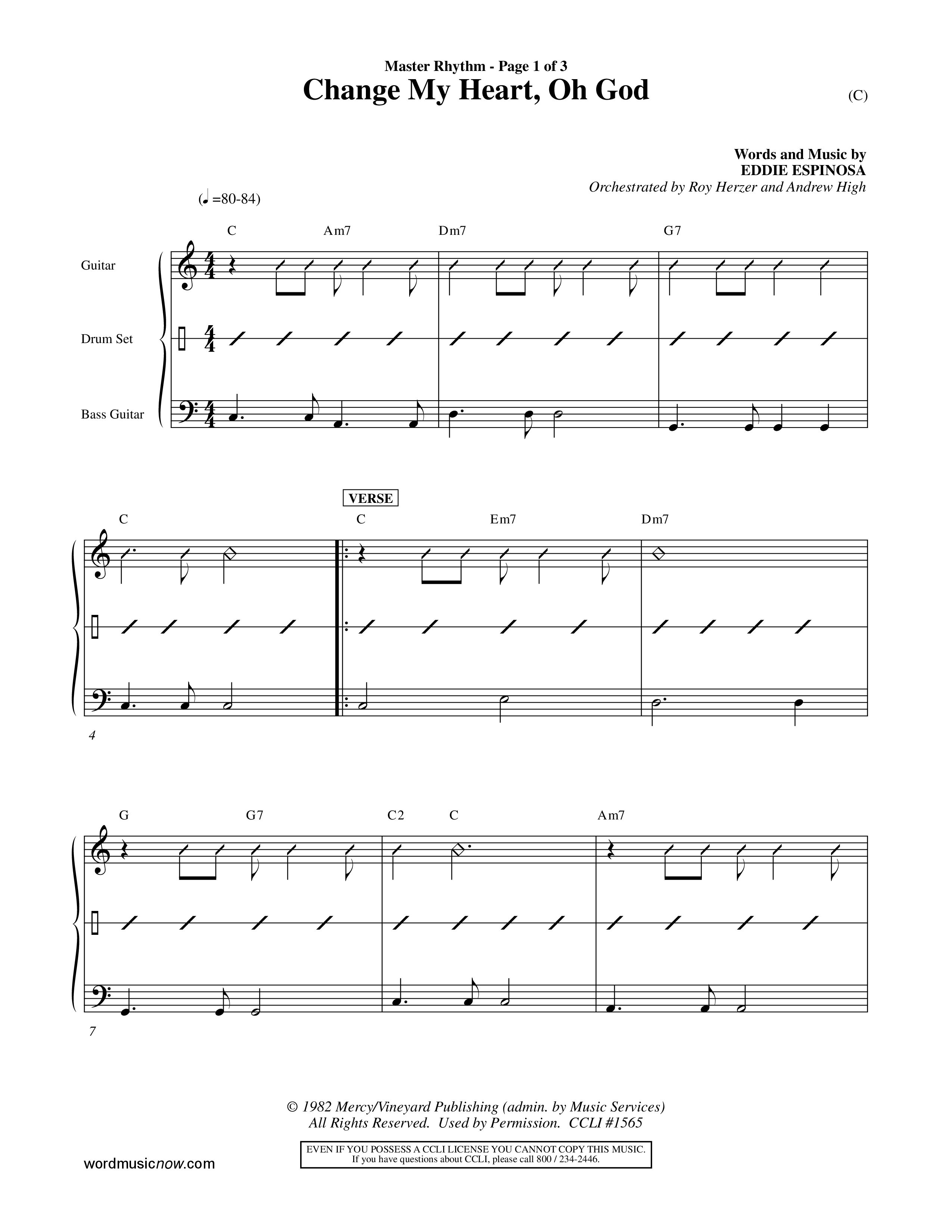 Change My Heart Oh God (Choral Anthem SATB) Rhythm Chart (Word Music Choral / Orch. Roy Herzer / Orch. Andrew High)