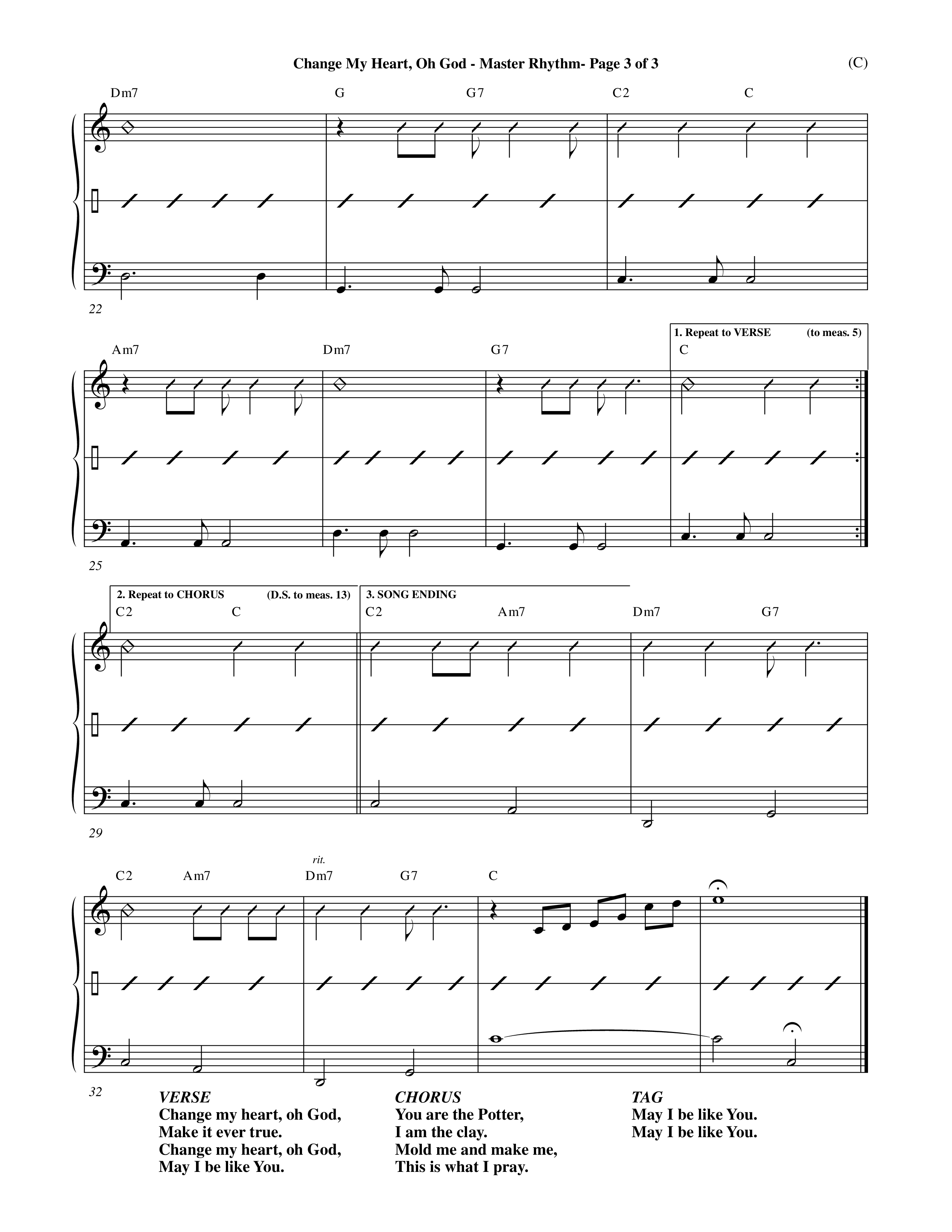 Change My Heart Oh God (Choral Anthem SATB) Rhythm Chart (Word Music Choral / Orch. Roy Herzer / Orch. Andrew High)
