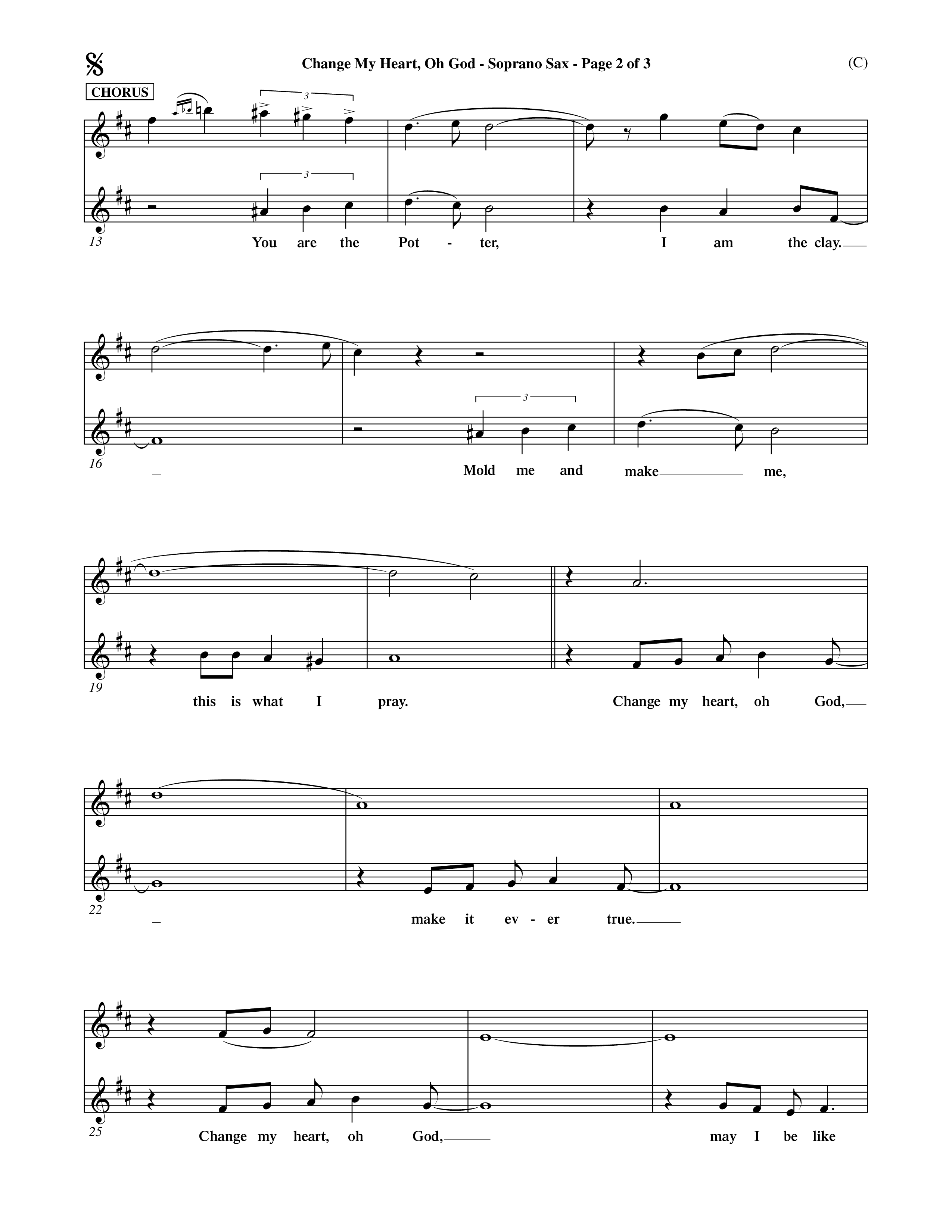 Change My Heart Oh God (Choral Anthem SATB) Saxophone (Word Music Choral / Orch. Roy Herzer / Orch. Andrew High)