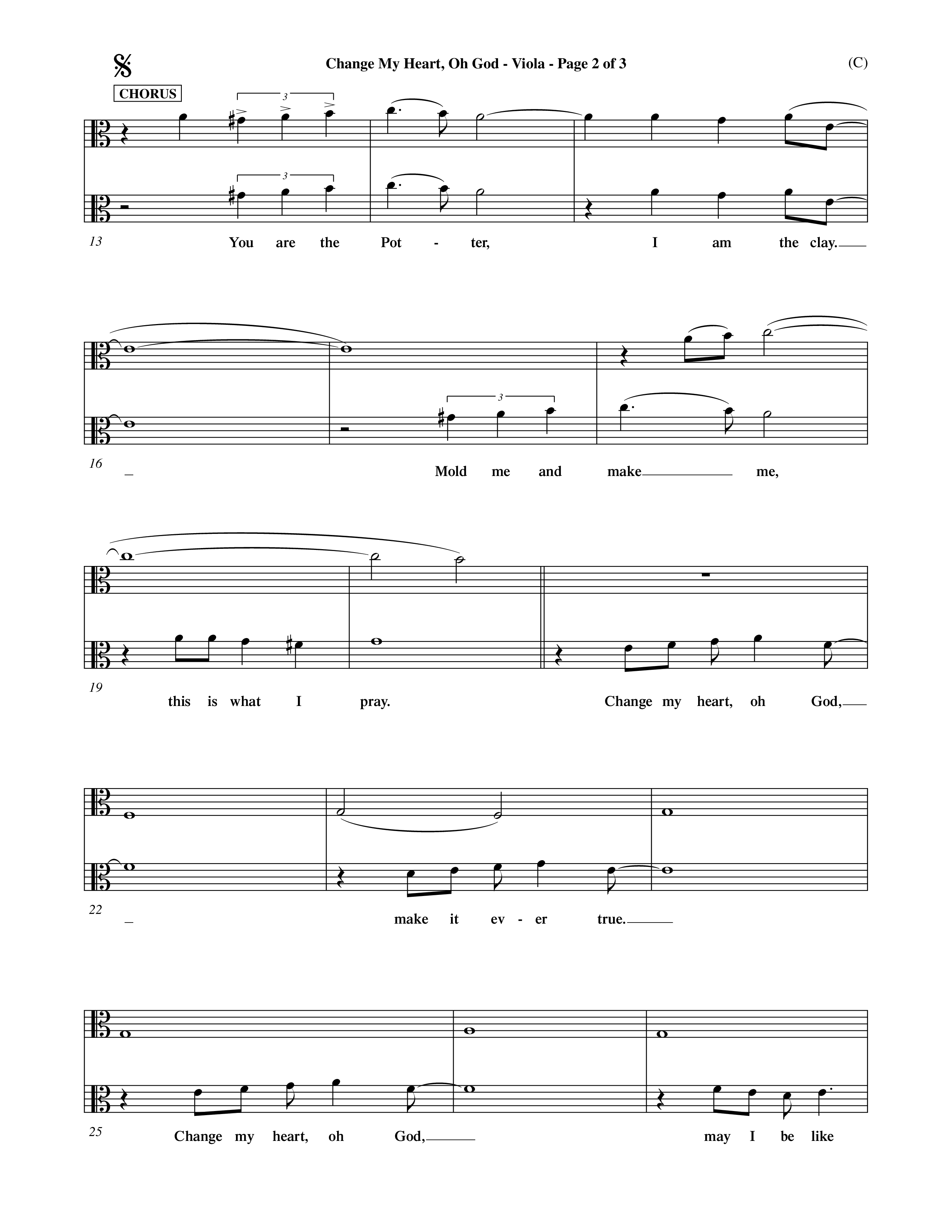 Change My Heart Oh God (Choral Anthem SATB) Viola (Word Music Choral / Orch. Roy Herzer / Orch. Andrew High)