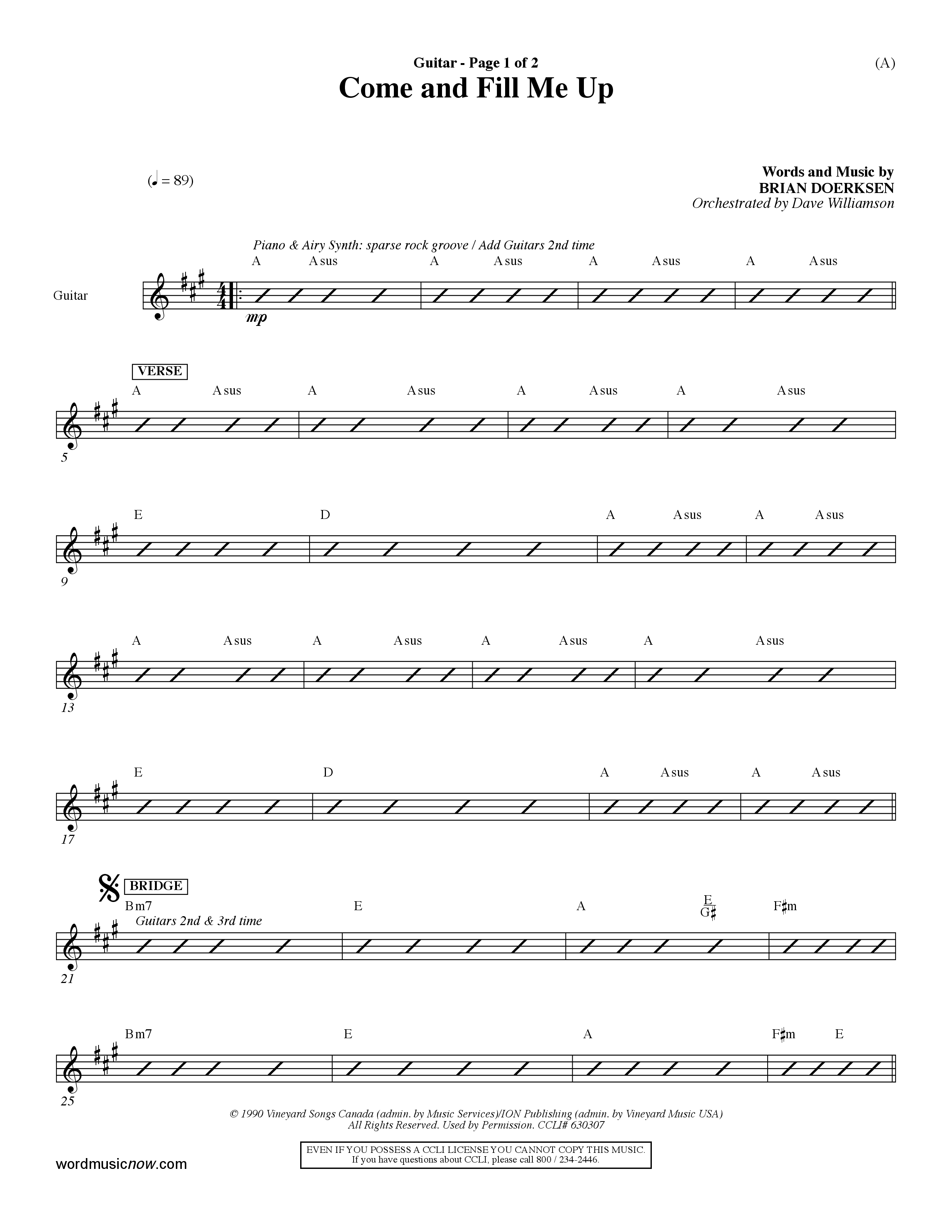 Come And Fill Me Up (Choral Anthem SATB) Acoustic Guitar (Word Music Choral / Orch. Dave Williamson)