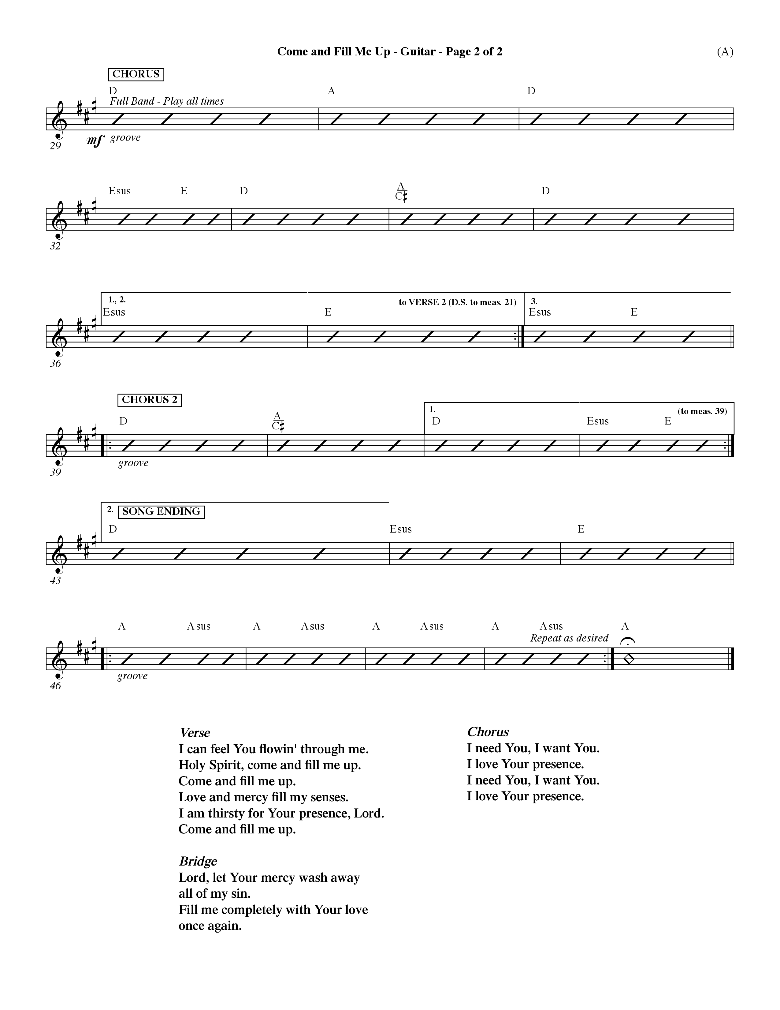 Come And Fill Me Up (Choral Anthem SATB) Acoustic Guitar (Word Music Choral / Orch. Dave Williamson)