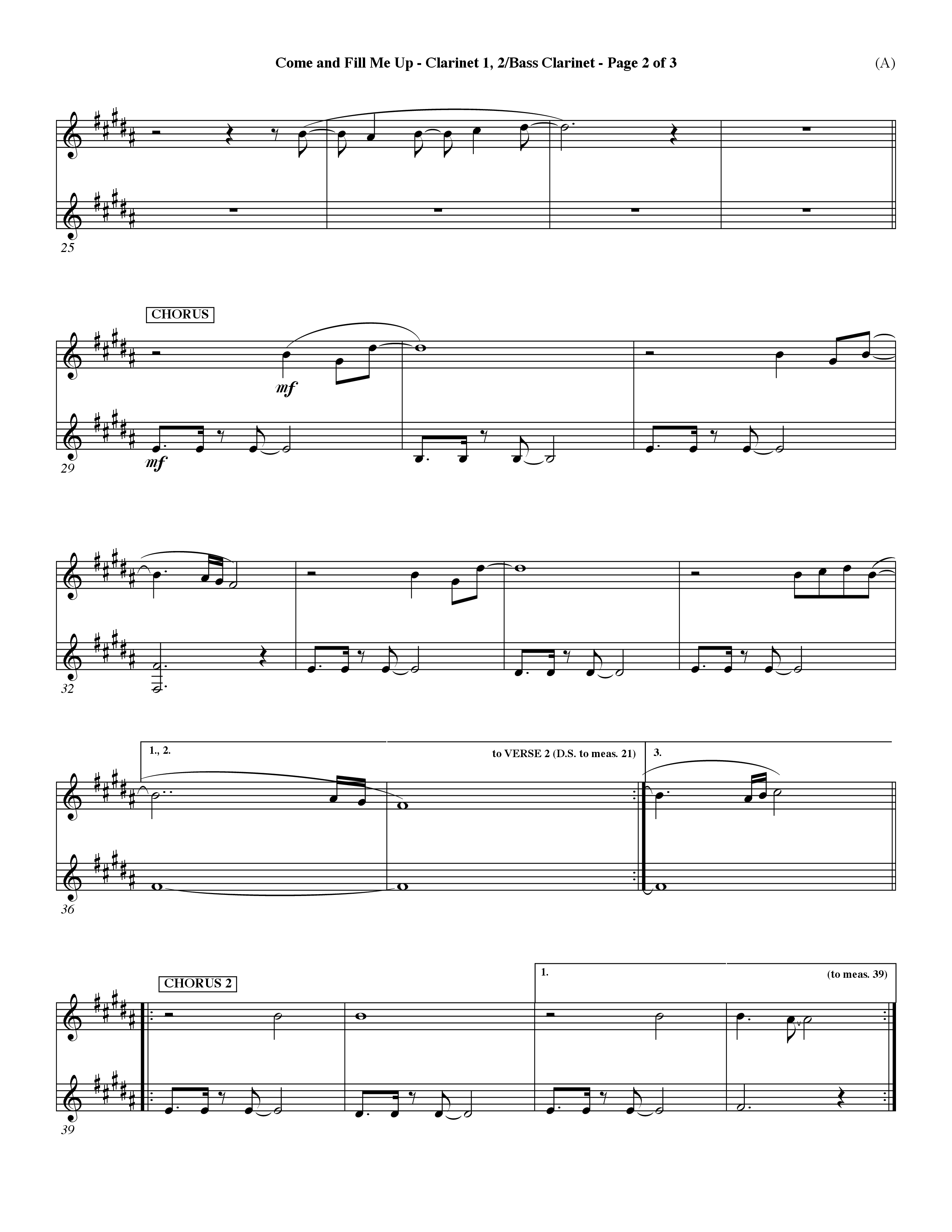 Come And Fill Me Up (Choral Anthem SATB) Clarinet 1/2, Bass Clarinet (Word Music Choral / Orch. Dave Williamson)