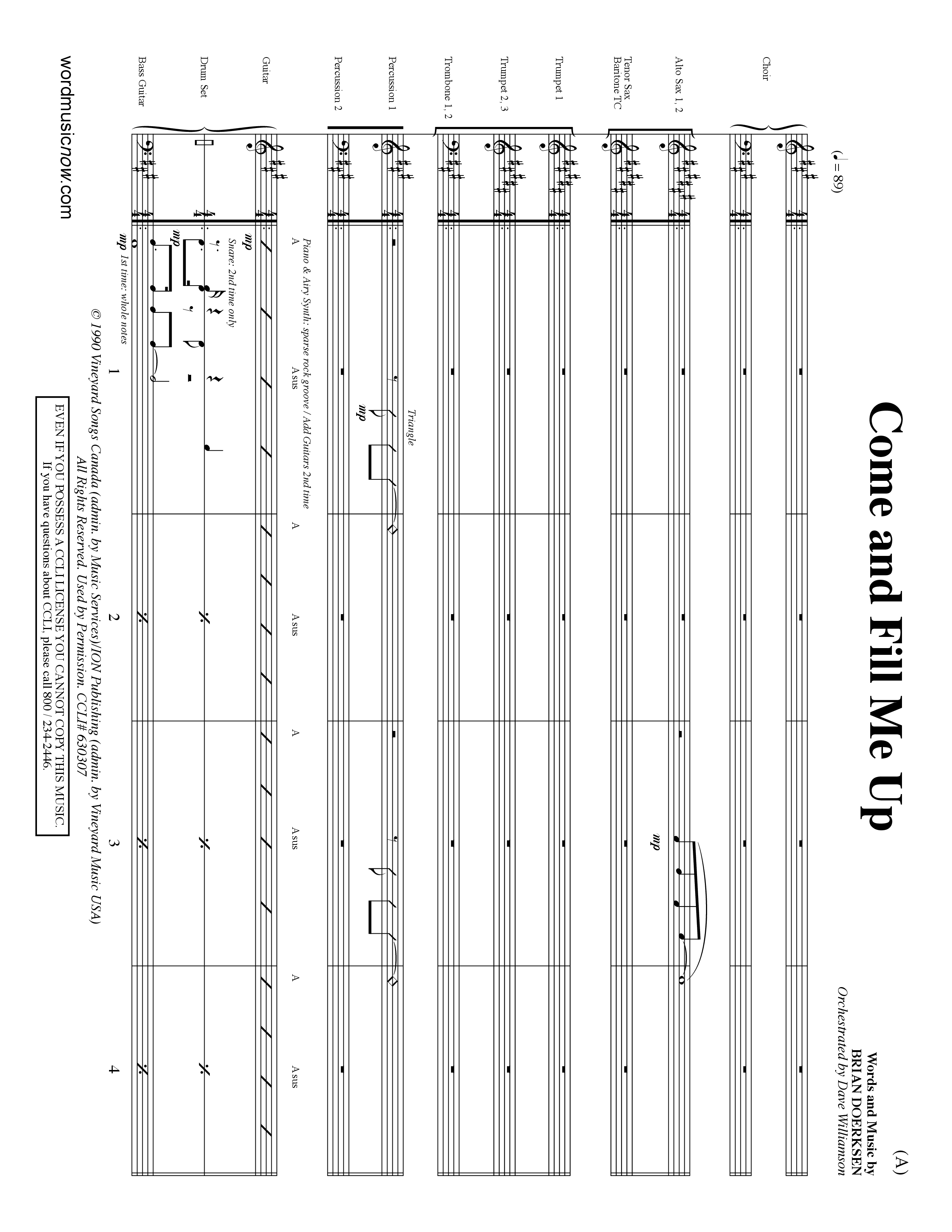 Come And Fill Me Up (Choral Anthem SATB) Conductor's Score (Word Music Choral / Orch. Dave Williamson)