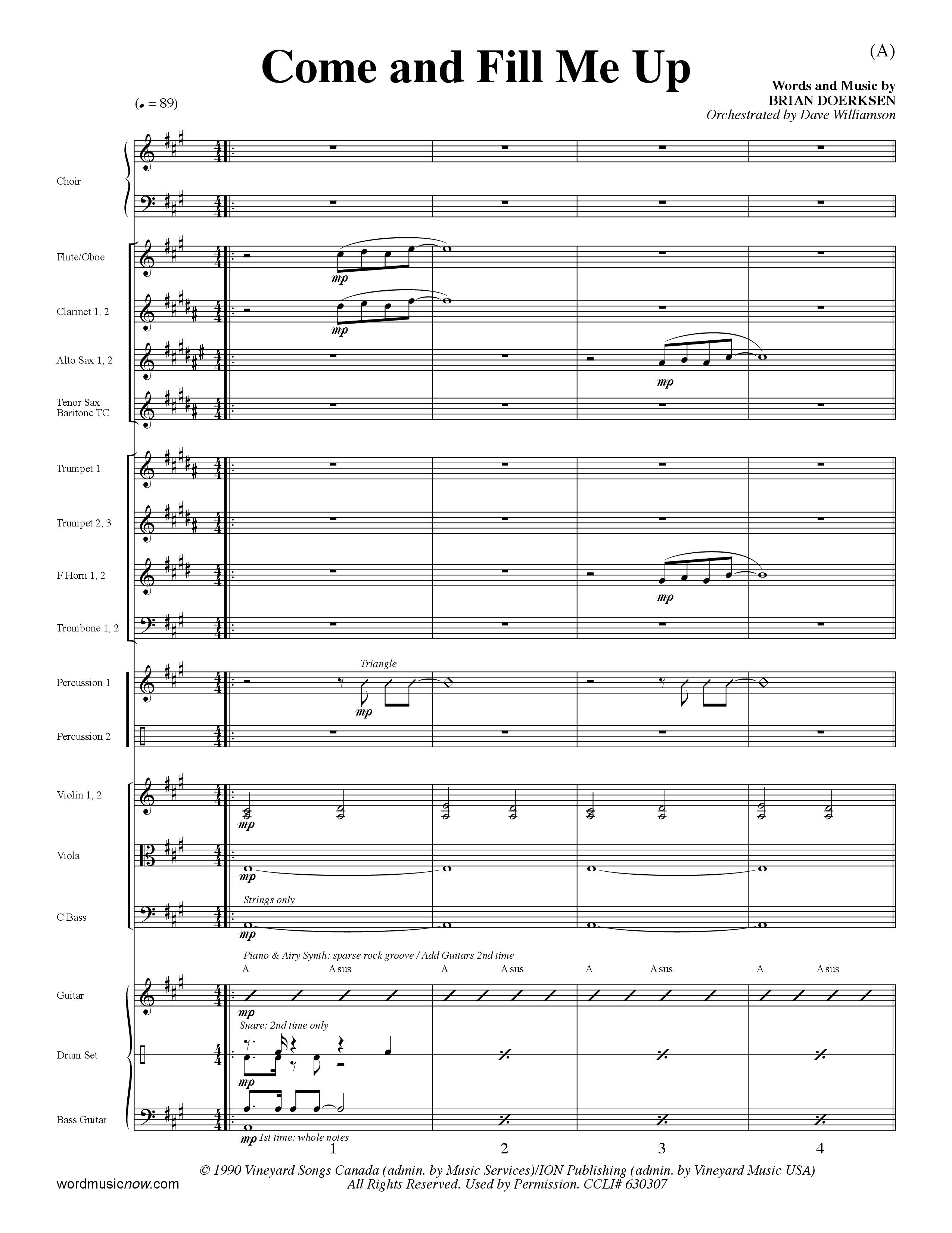 Come And Fill Me Up (Choral Anthem SATB) Conductor's Score (Word Music Choral / Orch. Dave Williamson)
