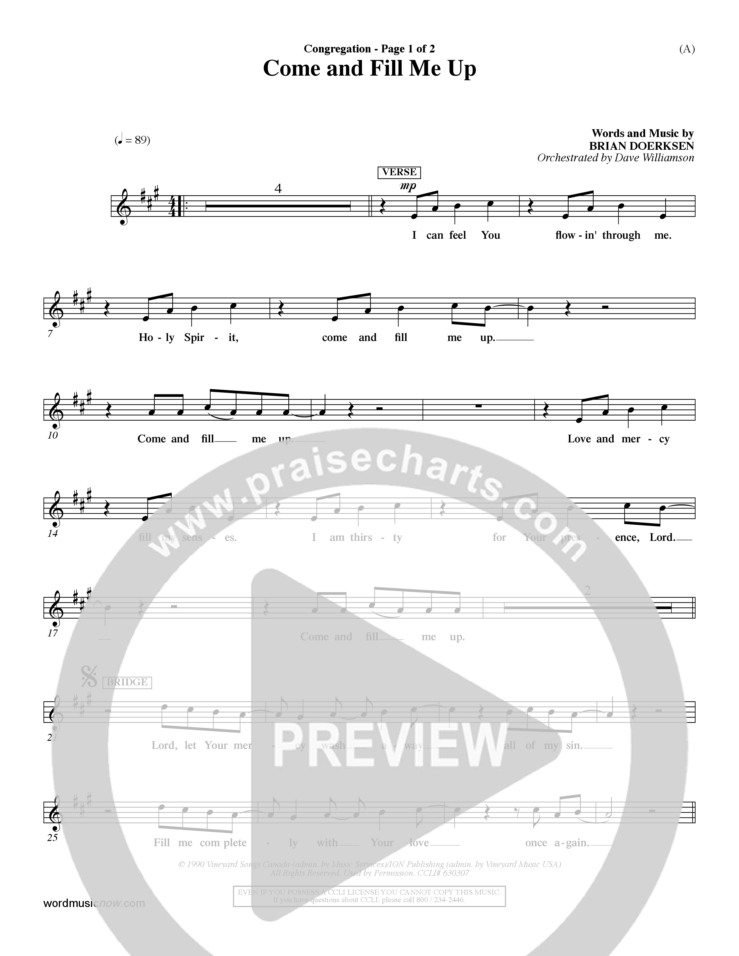 Come And Fill Me Up (Choral Anthem SATB) Rhythm Pack (Word Music Choral / Orch. Dave Williamson)