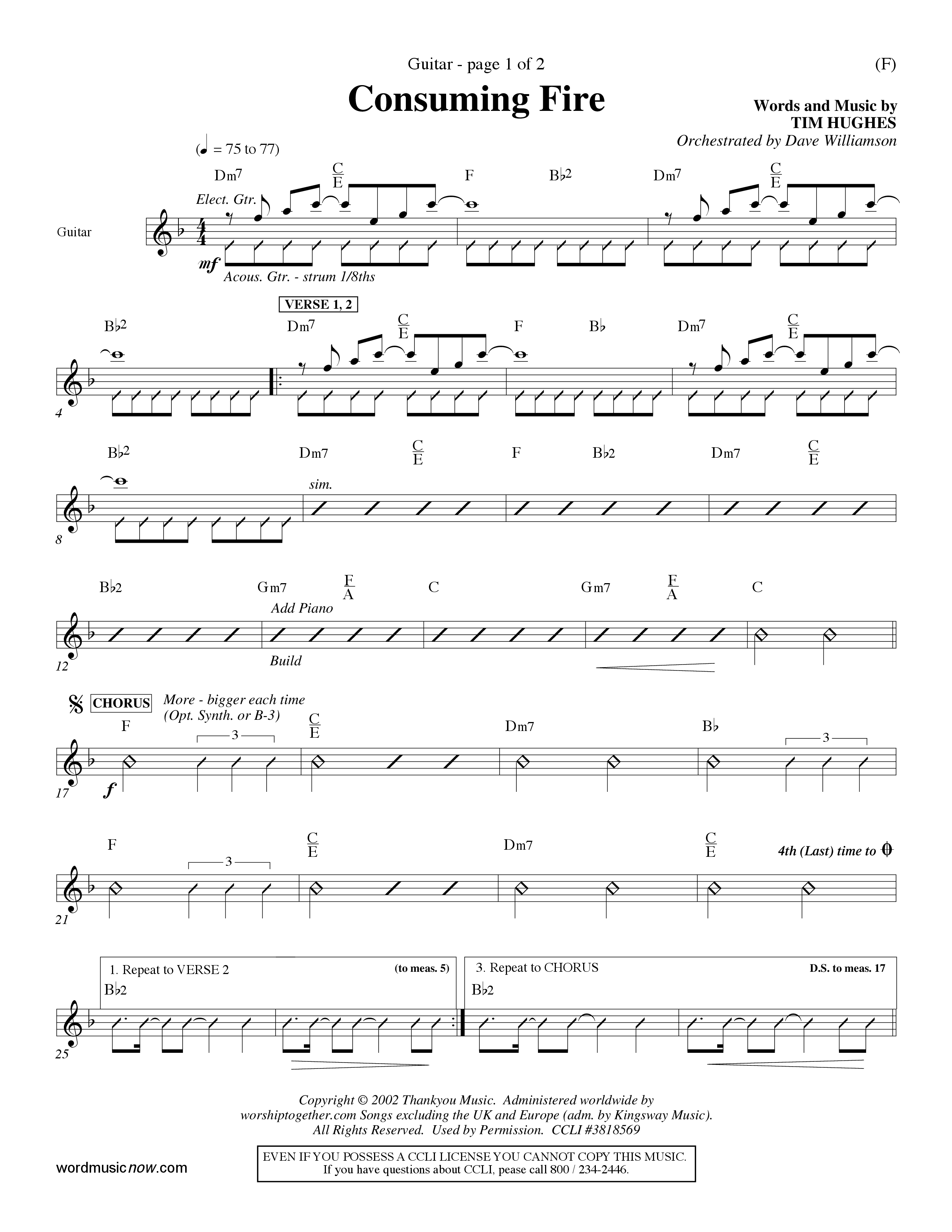 Consuming Fire (Choral Anthem SATB) Acoustic Guitar (Word Music Choral / Orch. Dave Williamson)