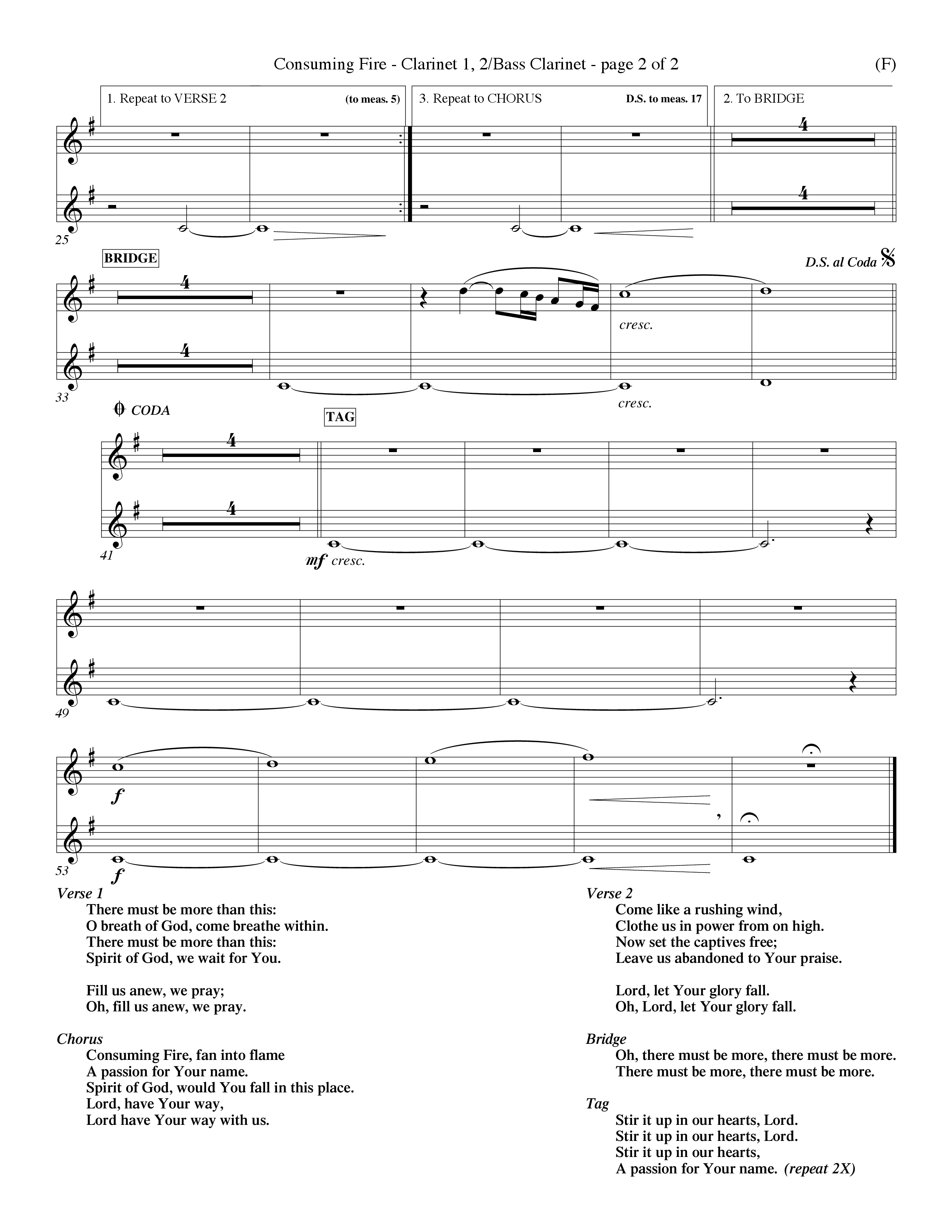 Consuming Fire (Choral Anthem SATB) Clarinet 1/2, Bass Clarinet (Word Music Choral / Orch. Dave Williamson)