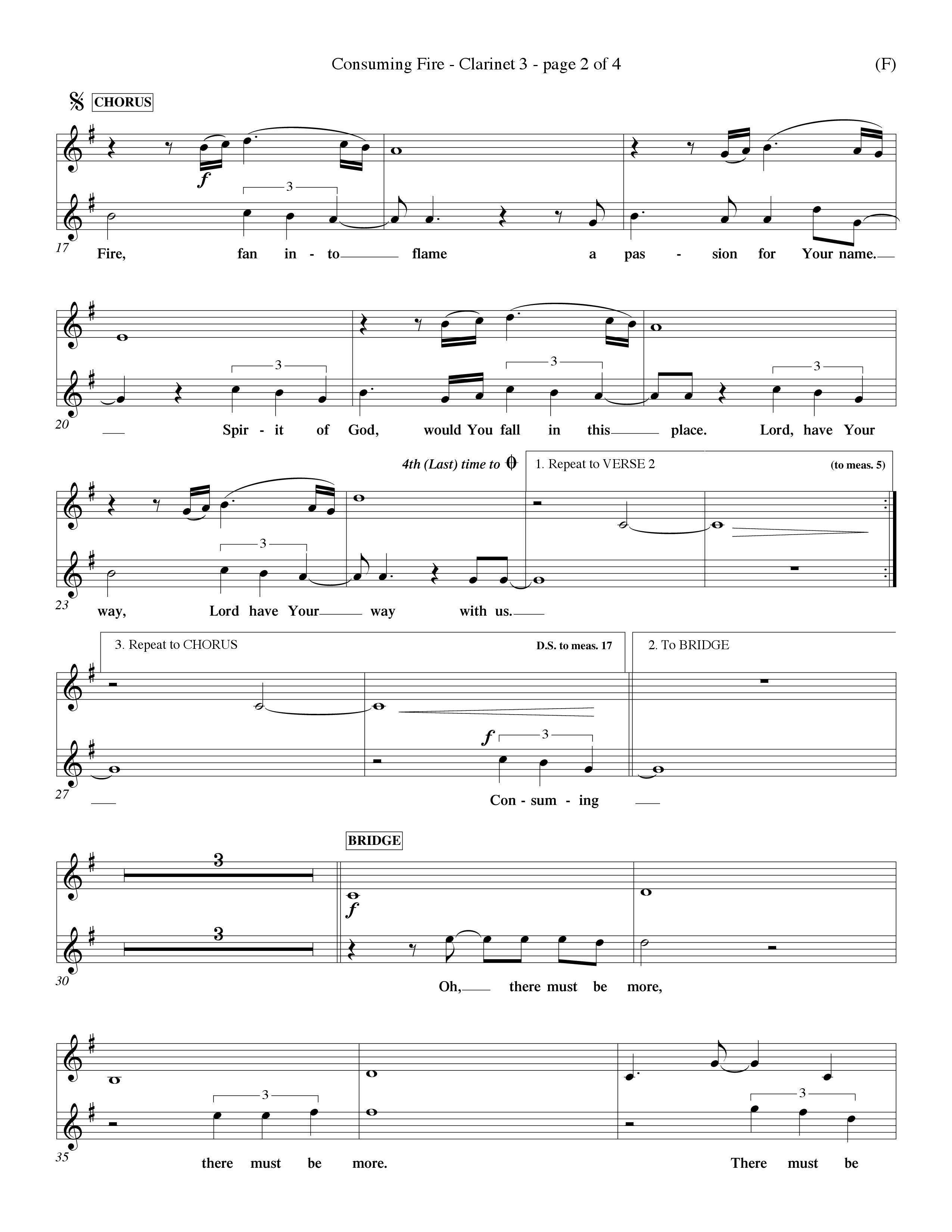Consuming Fire (Choral Anthem SATB) Clarinet 3 (Word Music Choral / Orch. Dave Williamson)