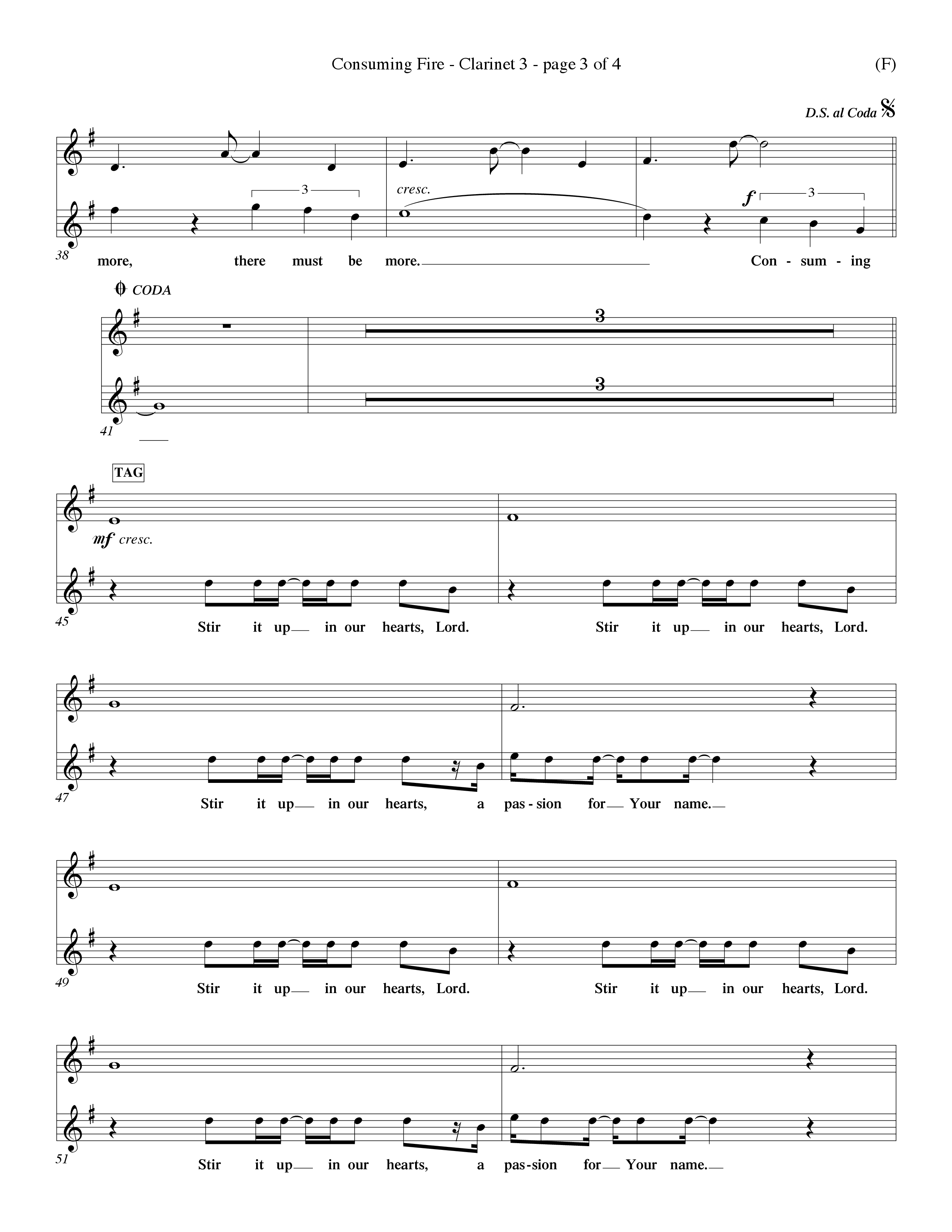 Consuming Fire (Choral Anthem SATB) Clarinet 3 (Word Music Choral / Orch. Dave Williamson)
