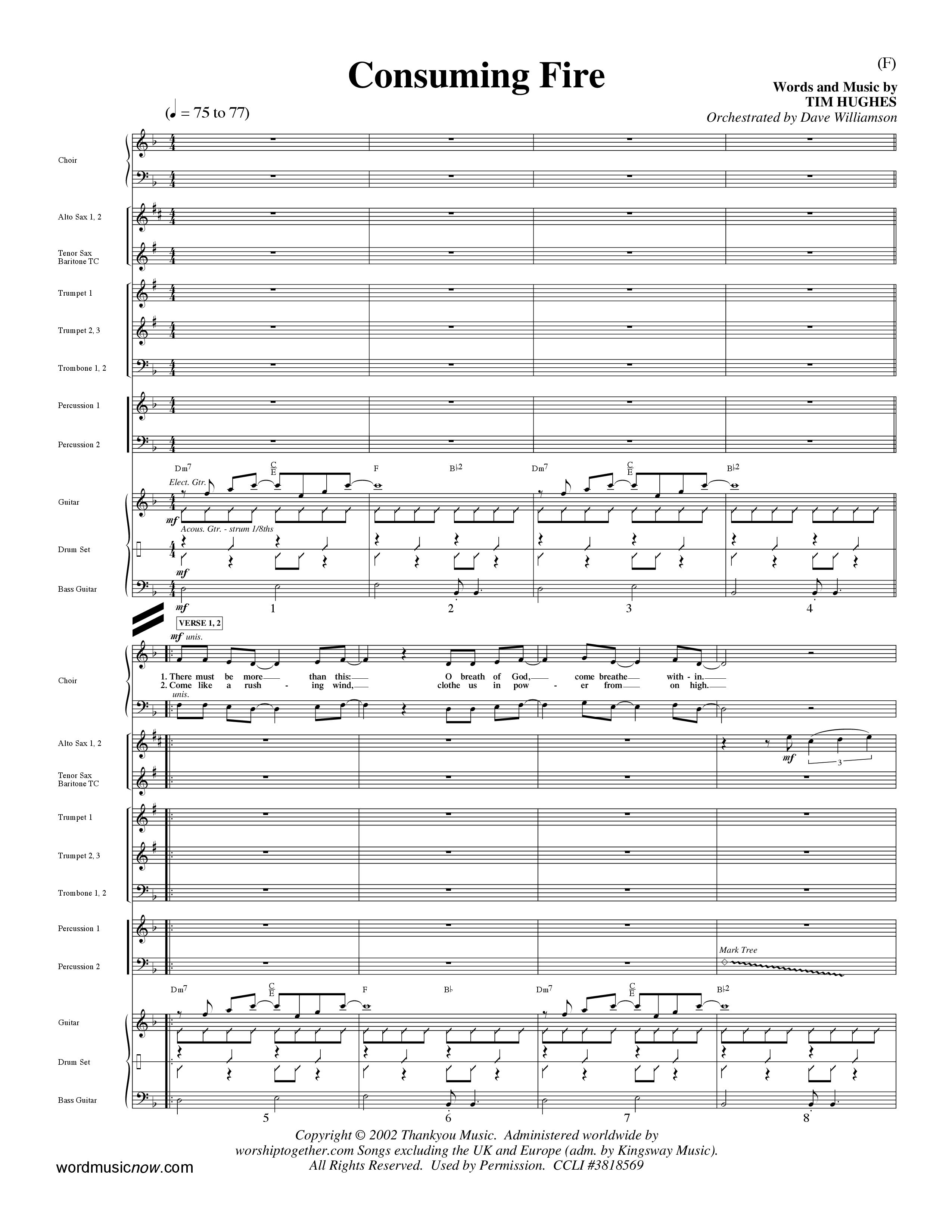 Consuming Fire (Choral Anthem SATB) PraiseBand (incl. Brass) (Word Music Choral / Orch. Dave Williamson)