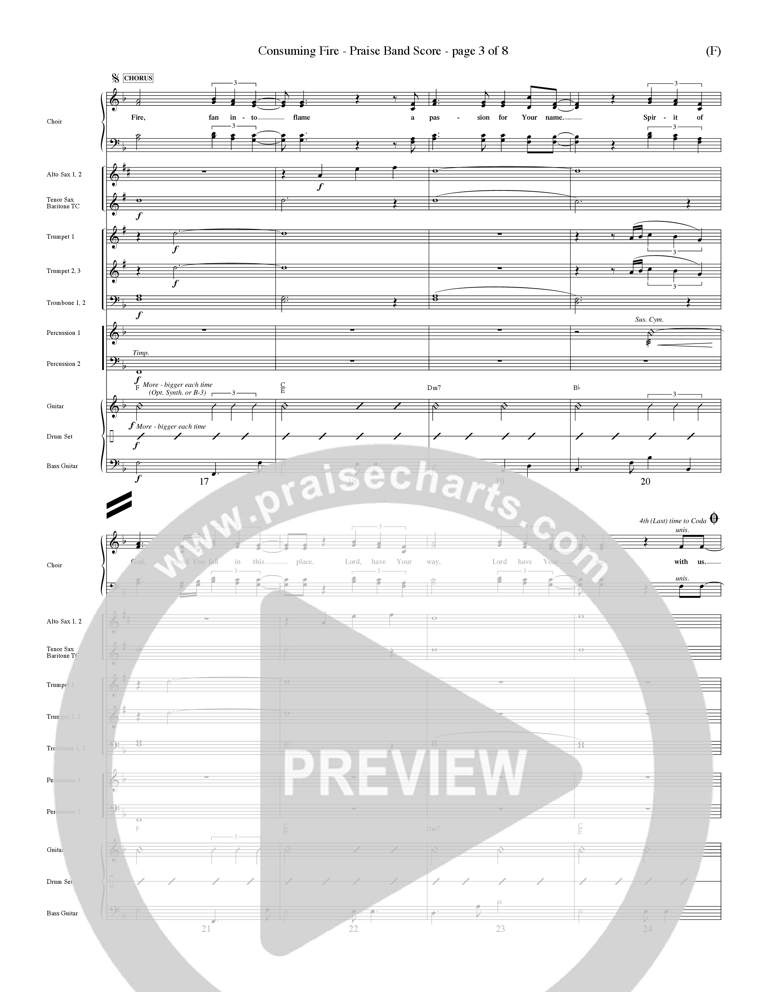Consuming Fire (Choral Anthem SATB) PraiseBand (incl. Brass) (Word Music Choral / Orch. Dave Williamson)
