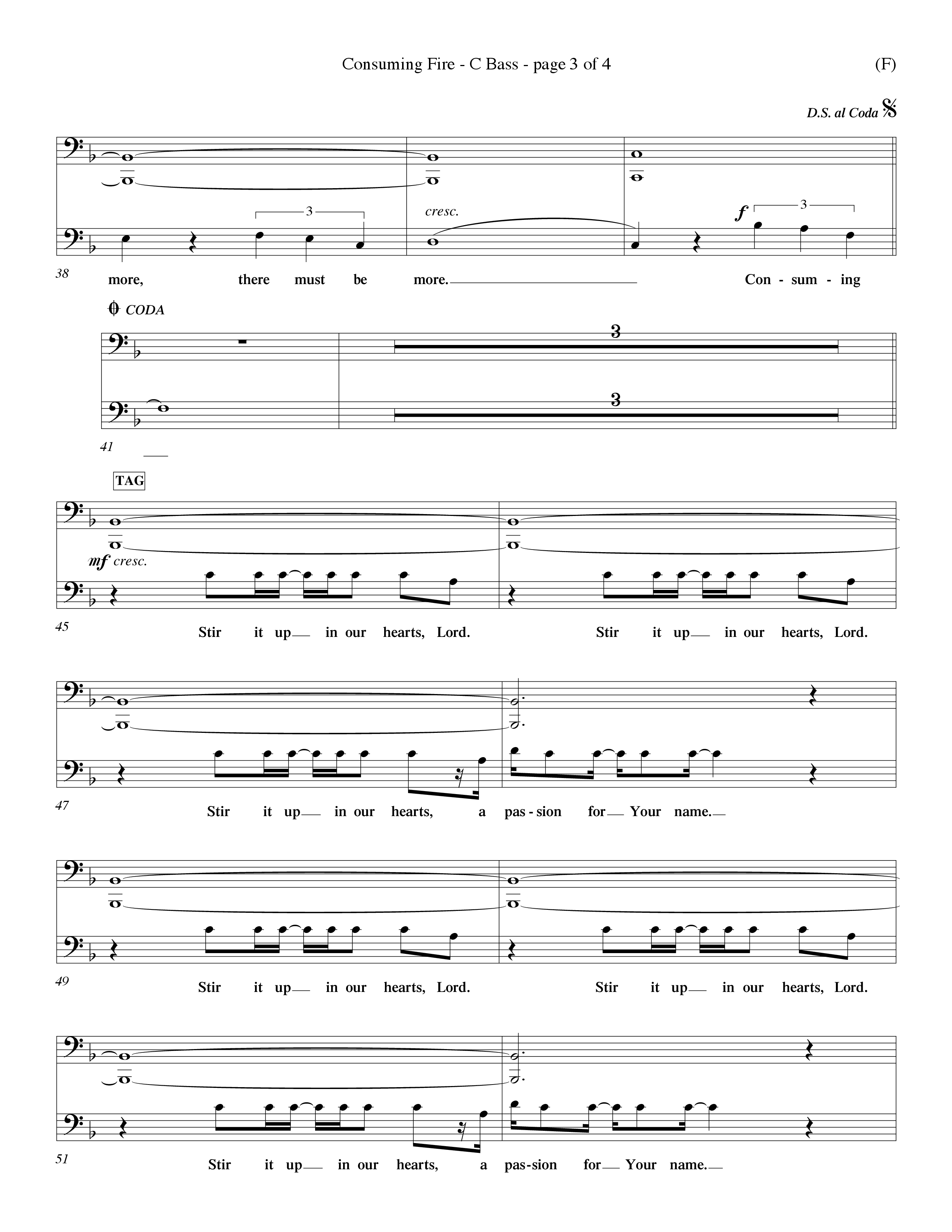 Consuming Fire (Choral Anthem SATB) Contrabass (Word Music Choral / Orch. Dave Williamson)