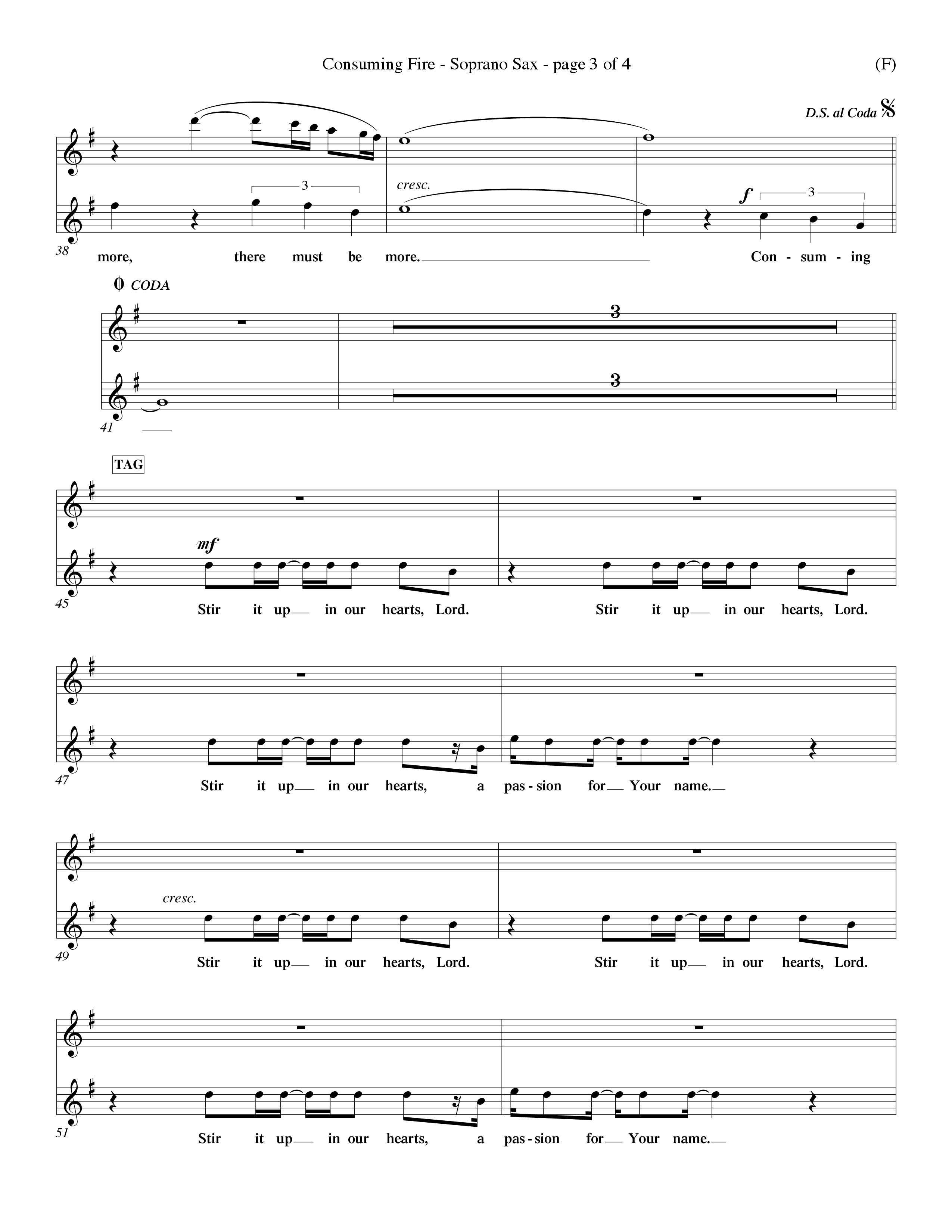 Consuming Fire (Choral Anthem SATB) Saxophone (Word Music Choral / Orch. Dave Williamson)