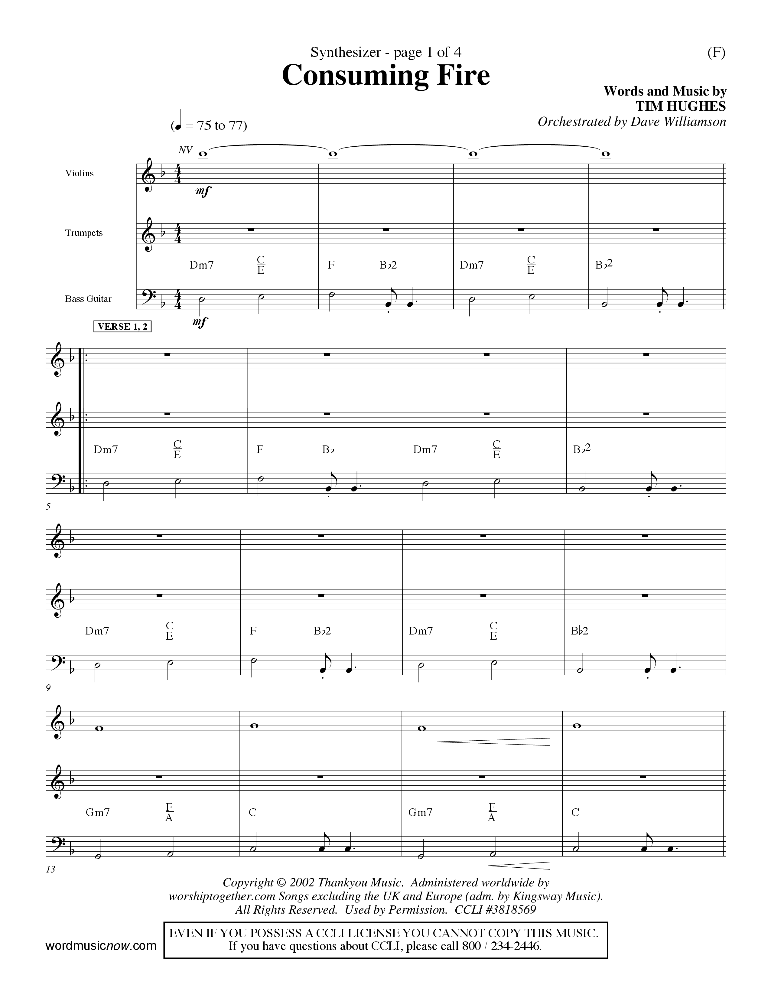 Consuming Fire (Choral Anthem SATB) Synth (Word Music Choral / Orch. Dave Williamson)